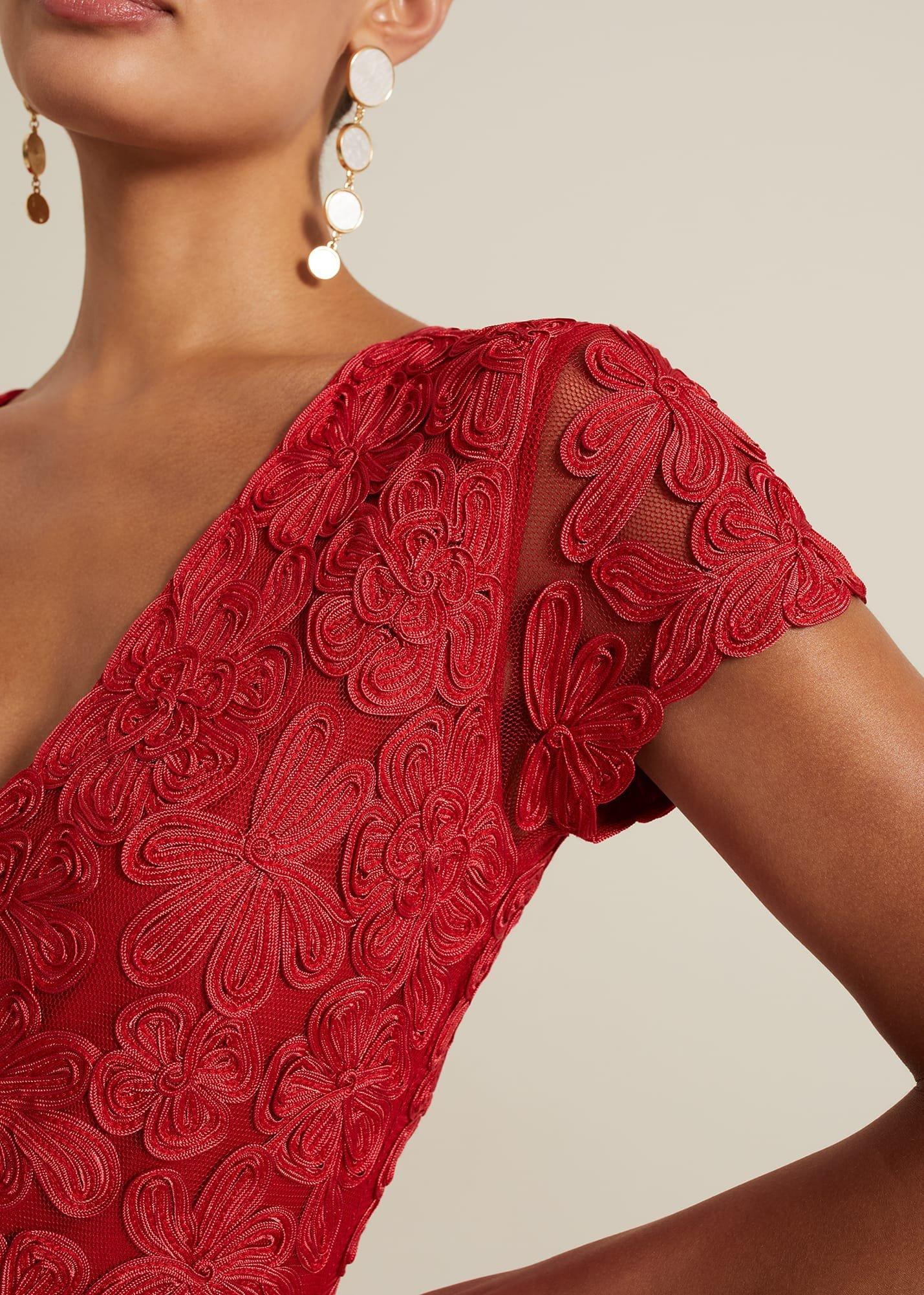 Janice Red Tapework Maxi Dress