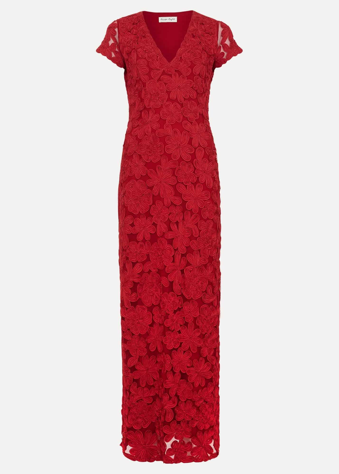Janice Red Tapework Maxi Dress