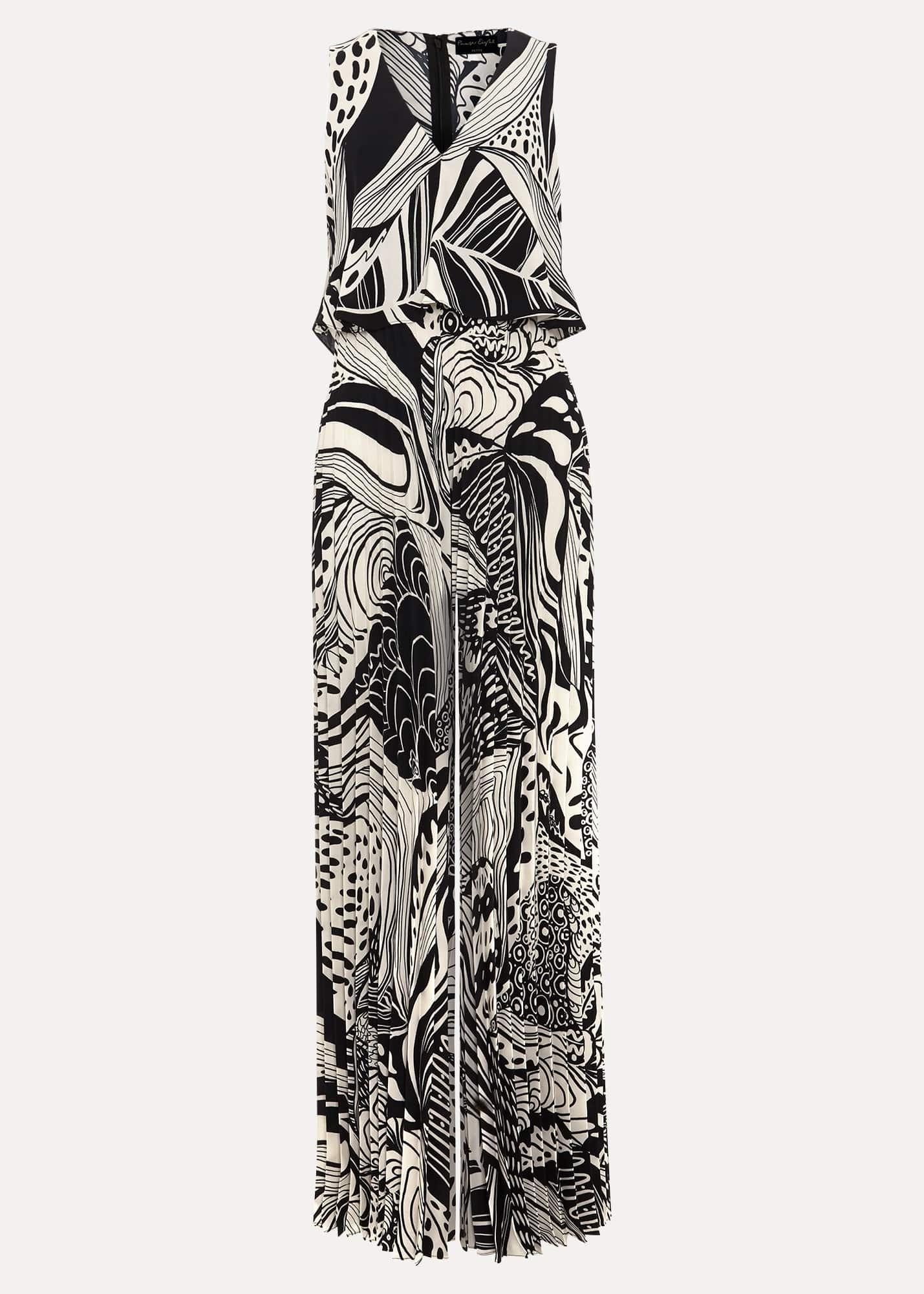 Petite Saskia Abstract Pleated Jumpsuit