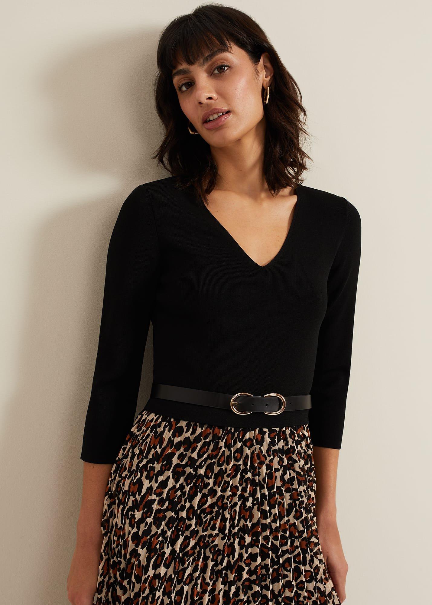 Josephine Animal Woven Hem Knit Dress
