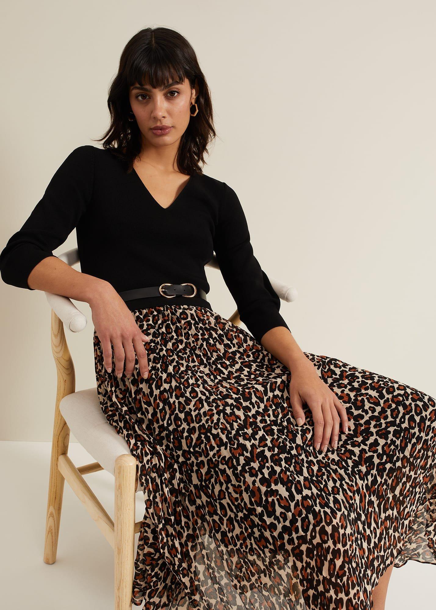 Josephine Animal Woven Hem Knit Dress