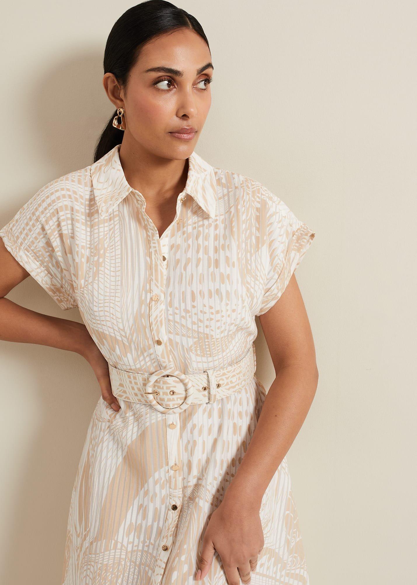 Petite Mandi Abstract Shirt Dress