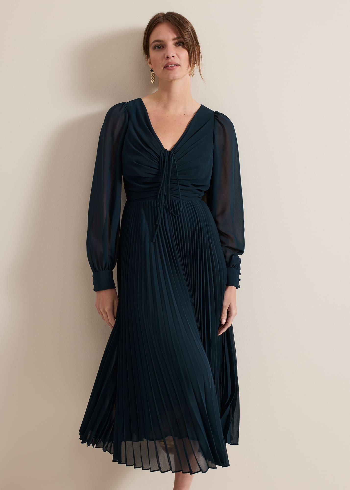 ${product-id}-Petite Kindra Teal Midi Dress-Teal-${view-type}