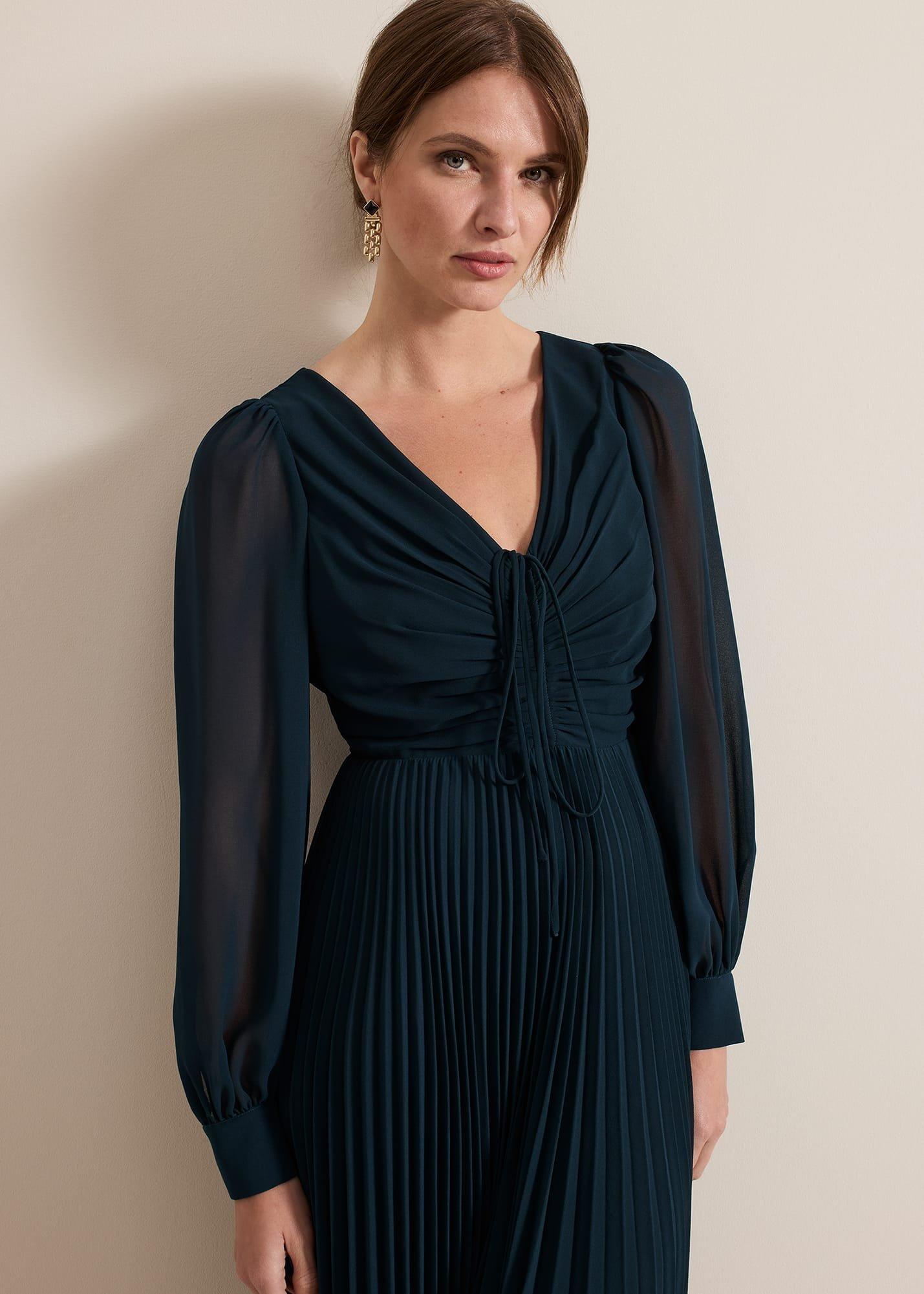 ${product-id}-Petite Kindra Teal Midi Dress-Teal-${view-type}