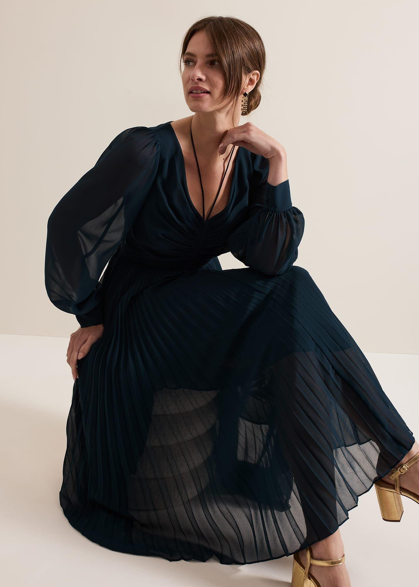 ${product-id}-Petite Kindra Teal Midi Dress-Teal-${view-type}