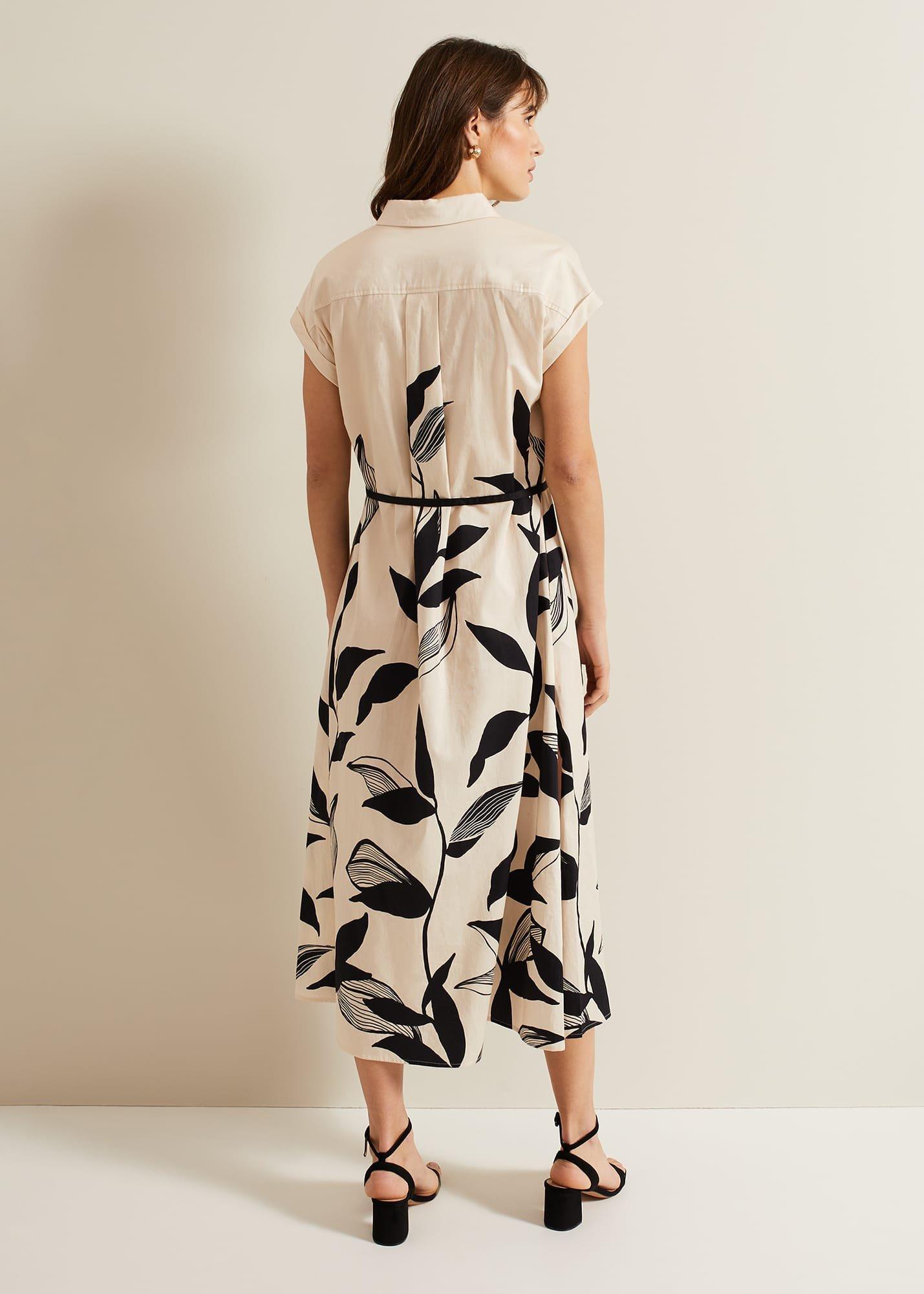 Felicity Leaf Print Midi Dress