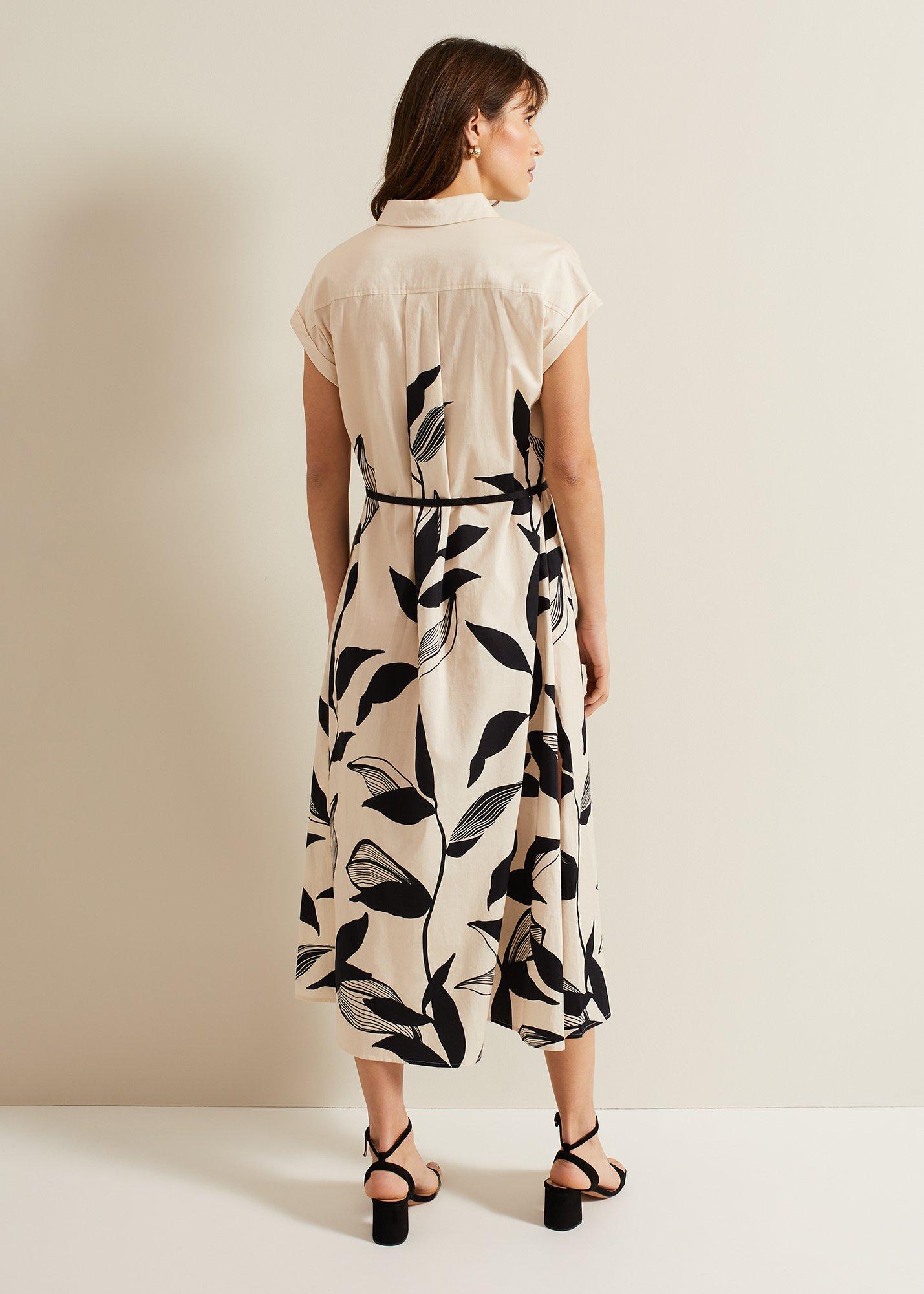 Felicity Leaf Print Midi Dress