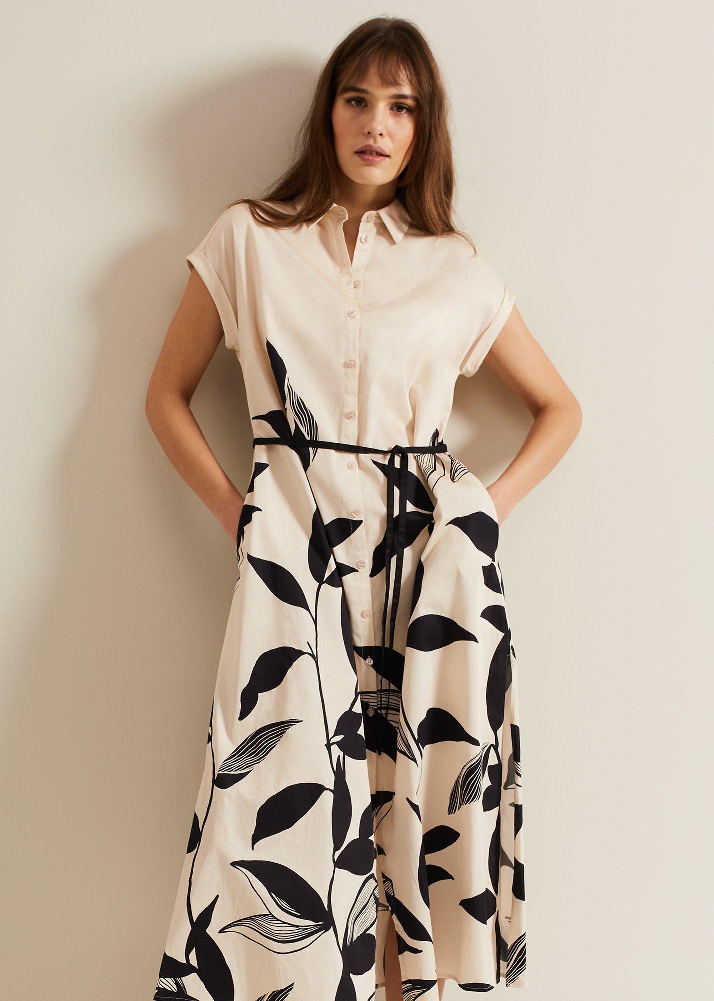 Felicity Leaf Print Midi Dress