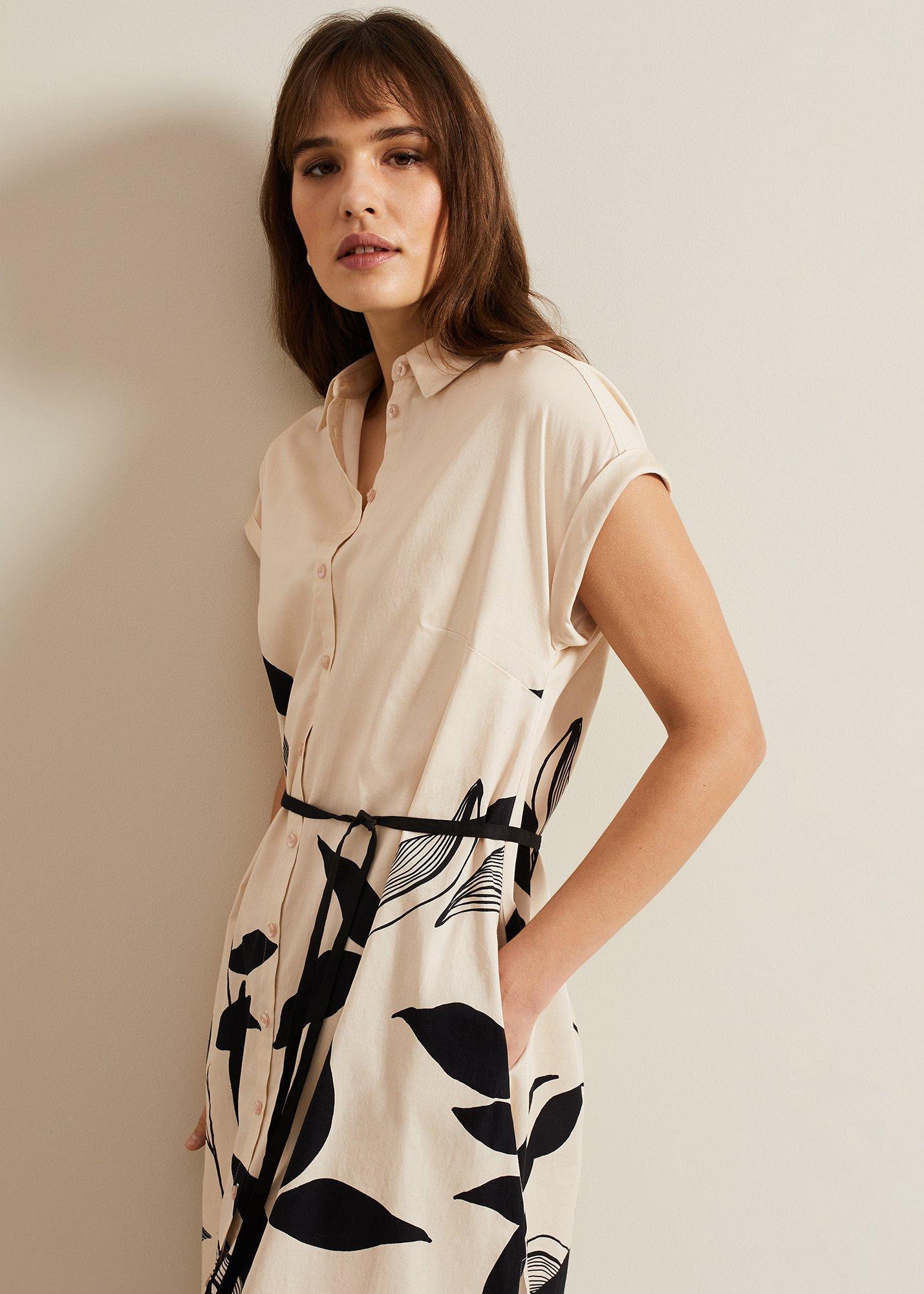 Felicity Leaf Print Midi Dress