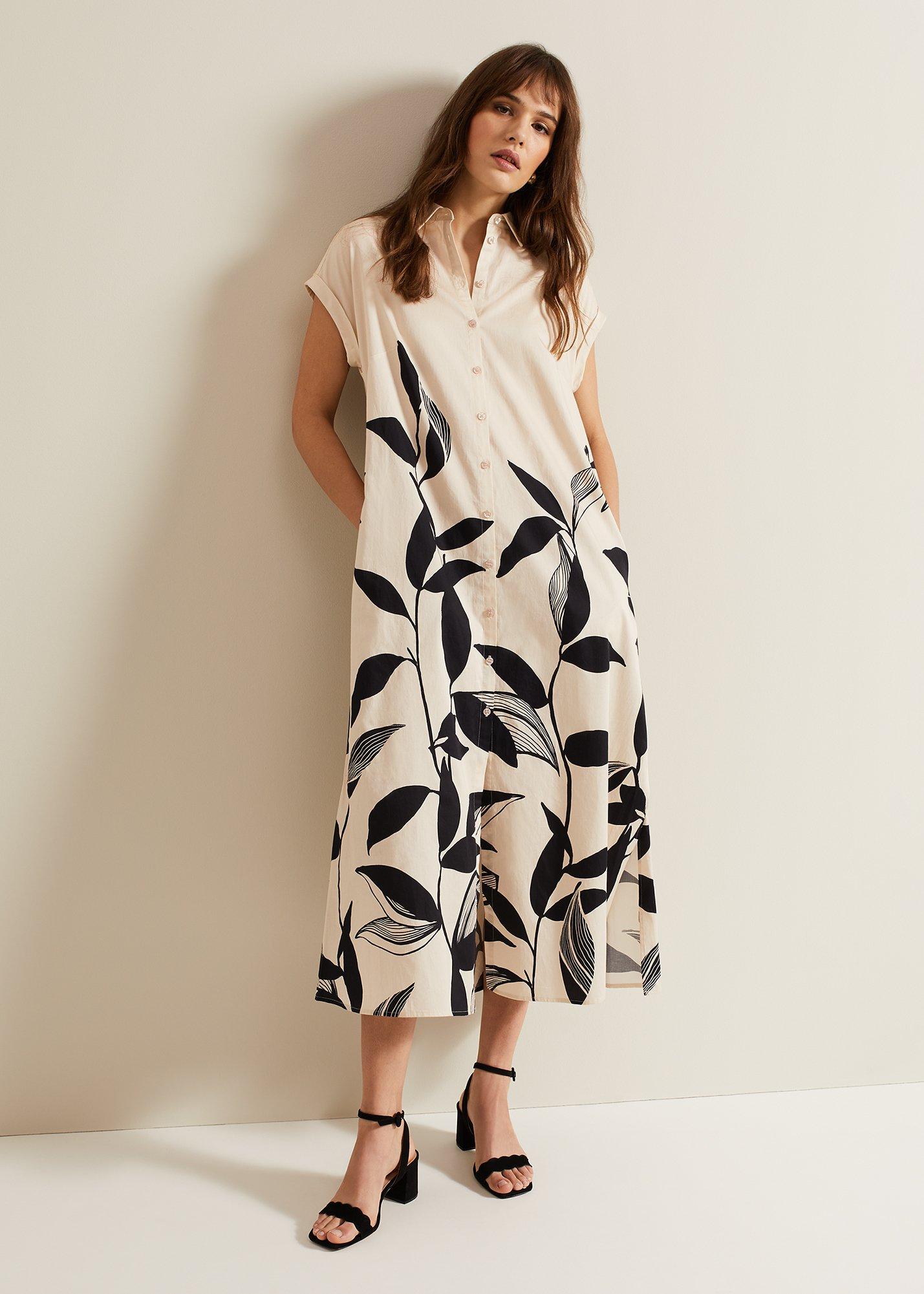 Felicity Leaf Print Midi Dress