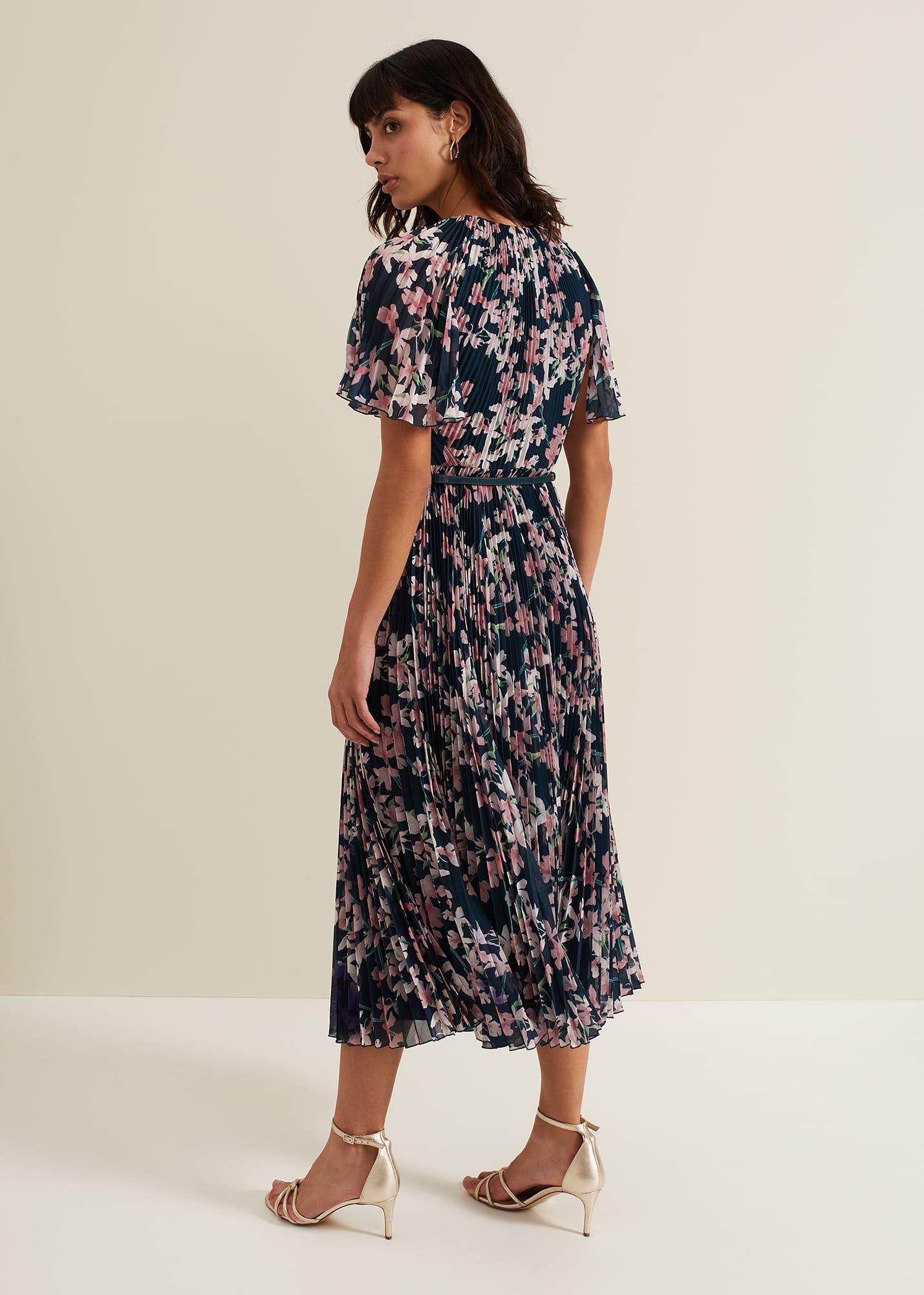 Kathleen Floral Pleated Midi Dress