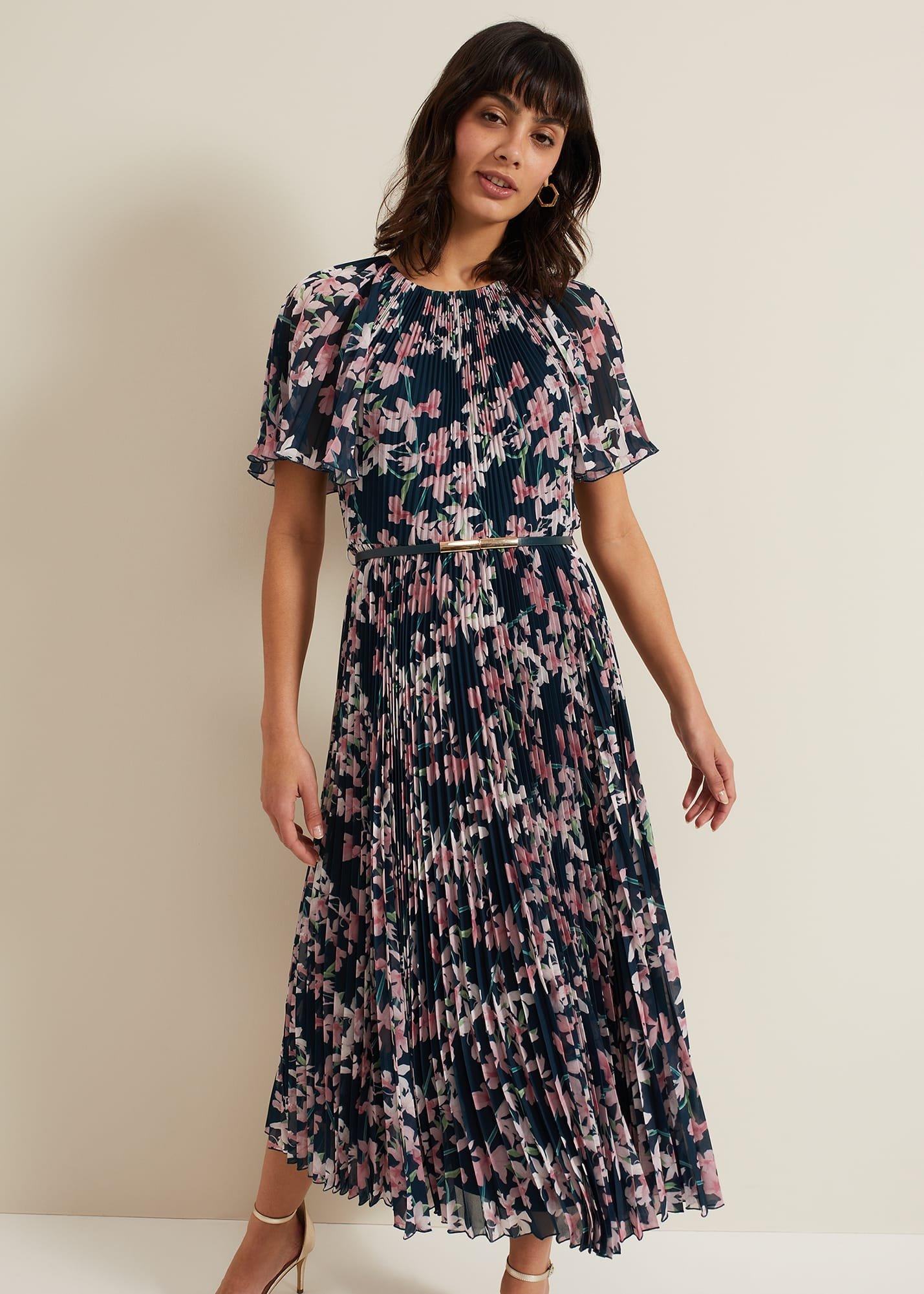 Kathleen Floral Pleated Midi Dress