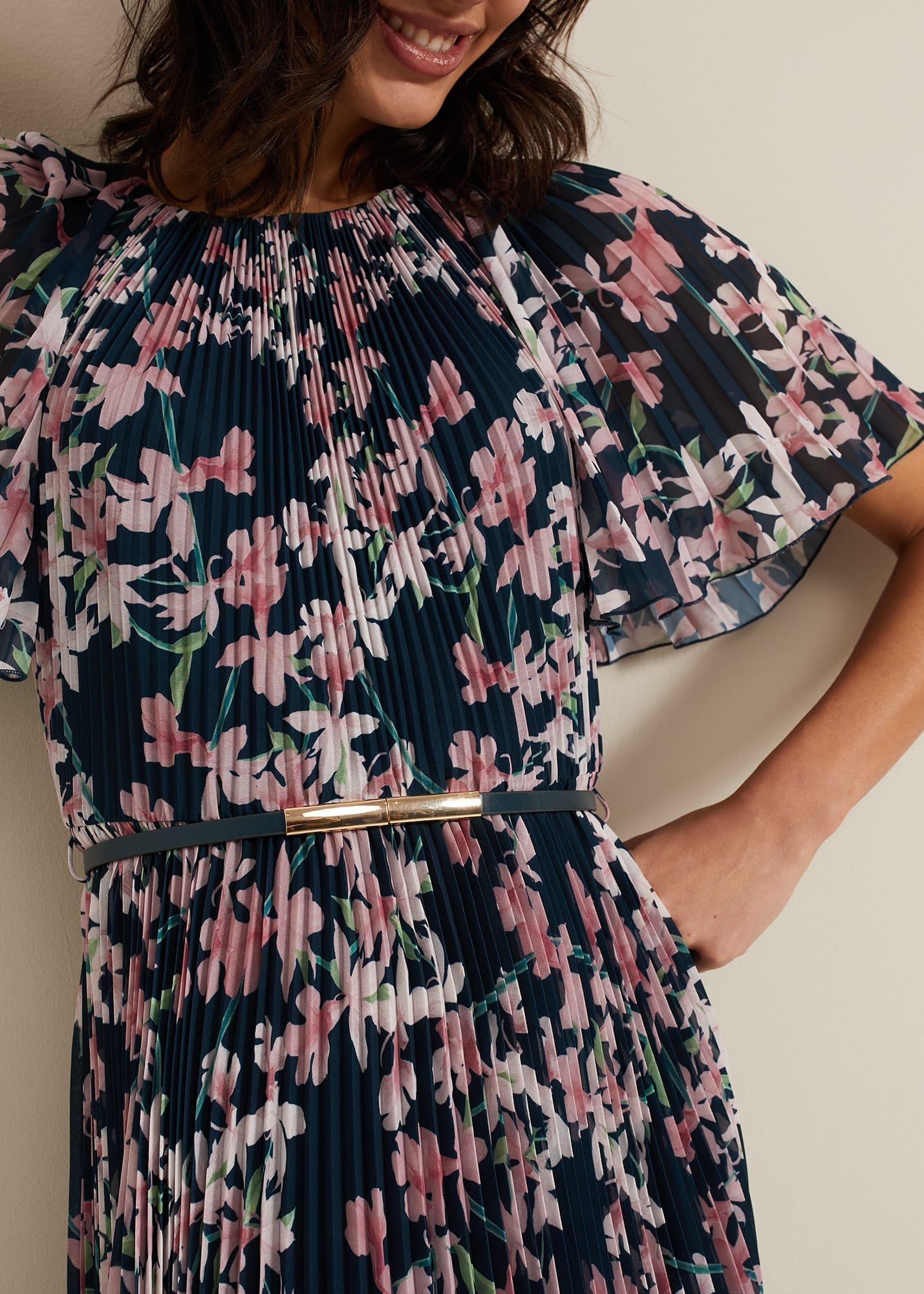 Kathleen Floral Pleated Midi Dress