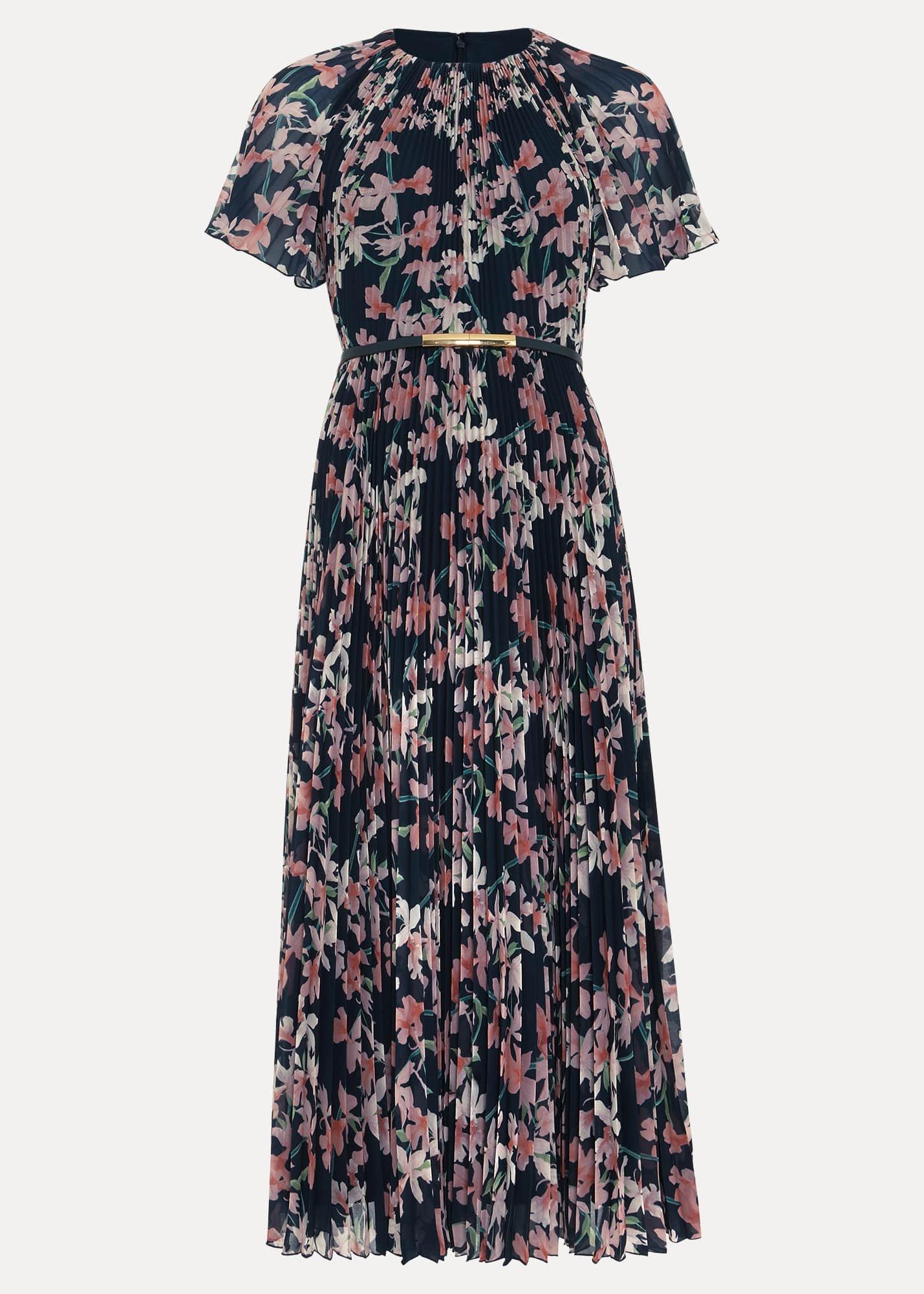 Kathleen Floral Pleated Midi Dress