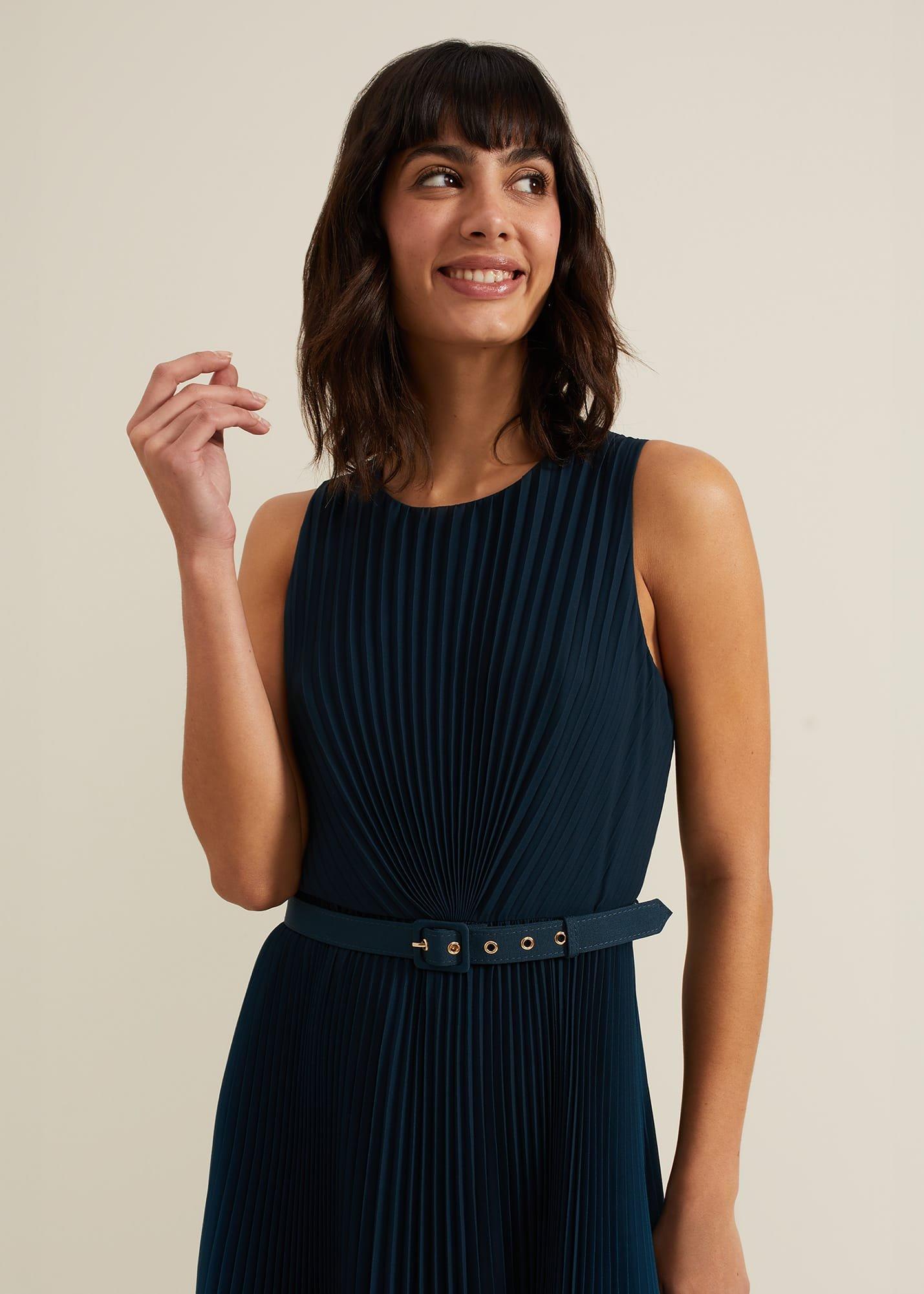 Simara Ombre Chiffon Midi Pleat Dress
