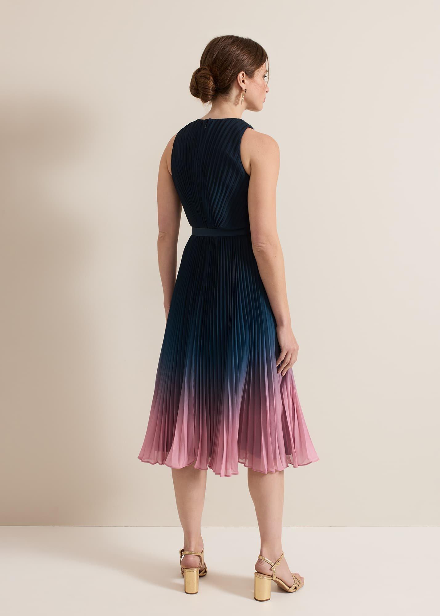 Petite Simara Ombre Pleat Midi Dress