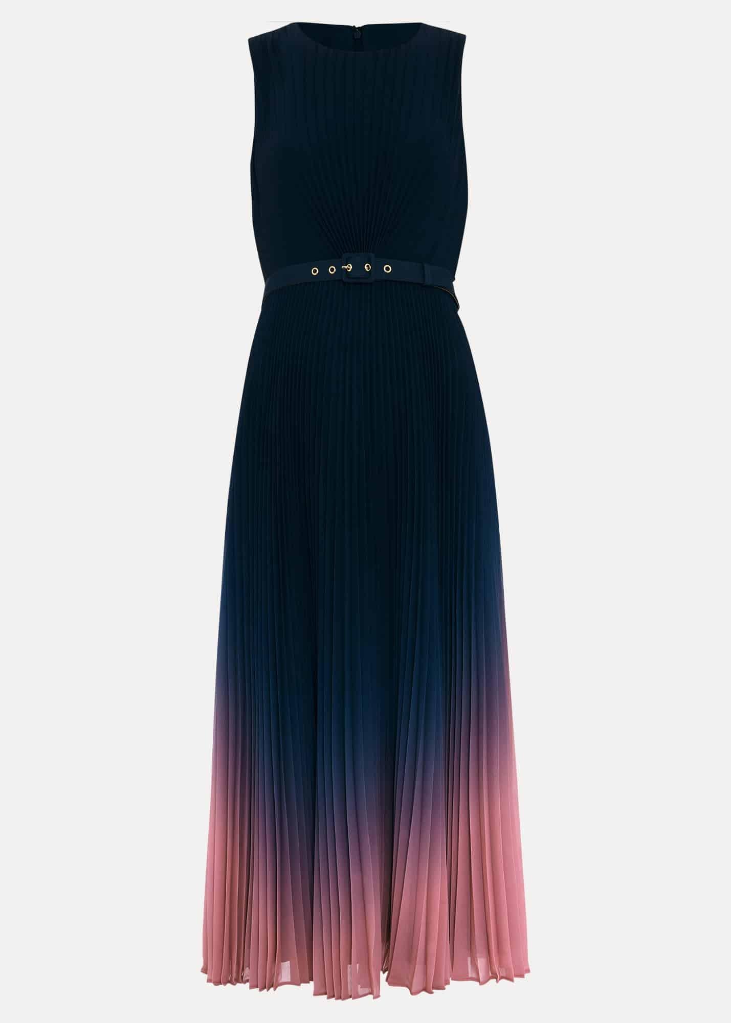 Petite Simara Ombre Pleat Midi Dress