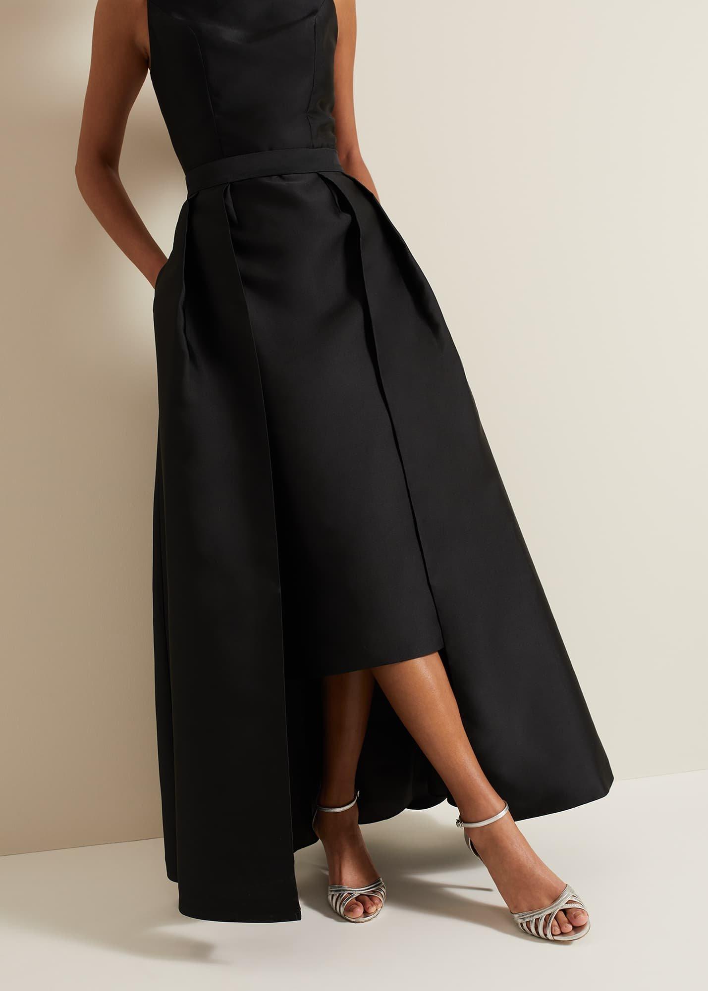 Yisanne Black Satin Embelished Dress