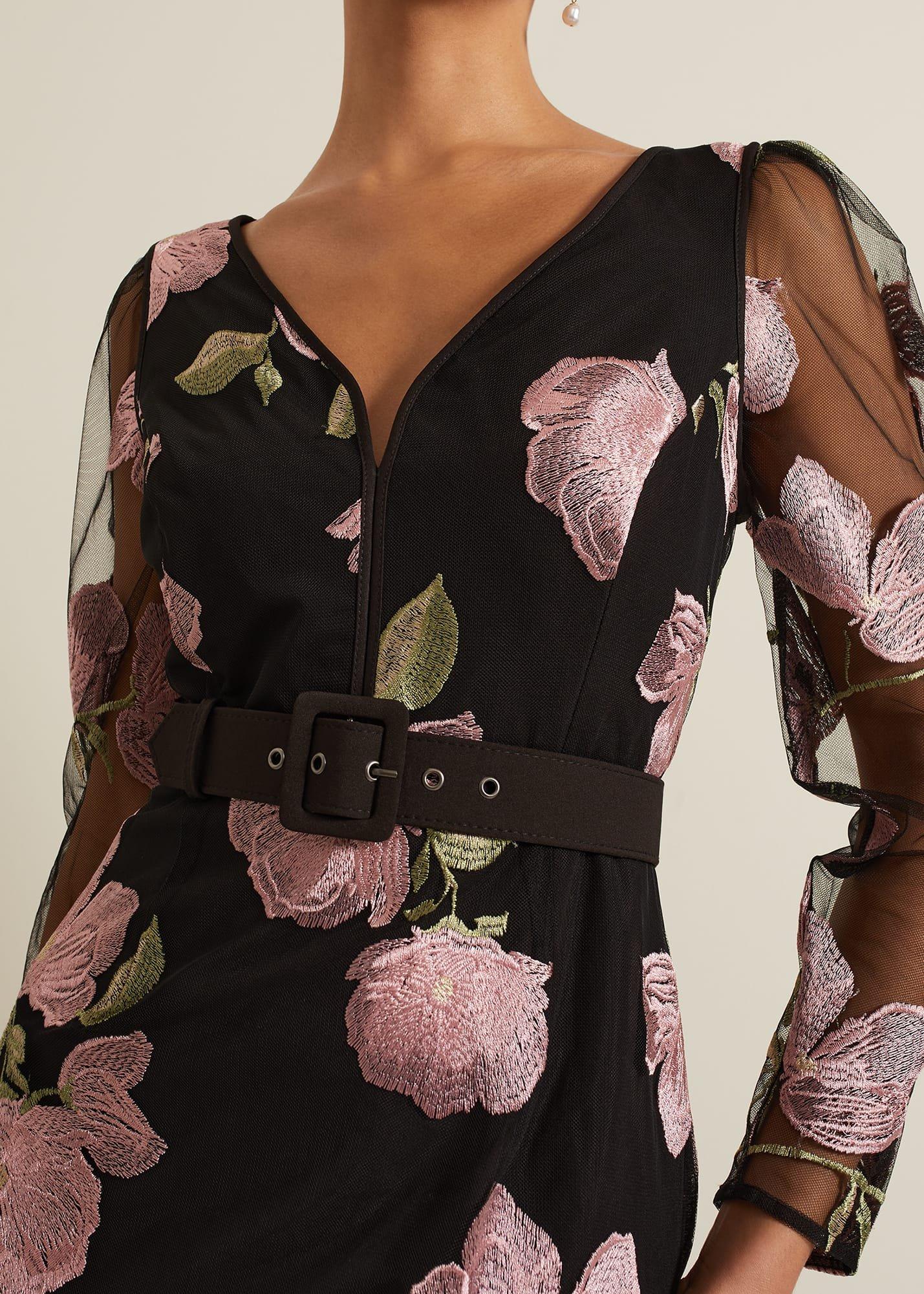 Genny Floral Print Embroidered Maxi Dres