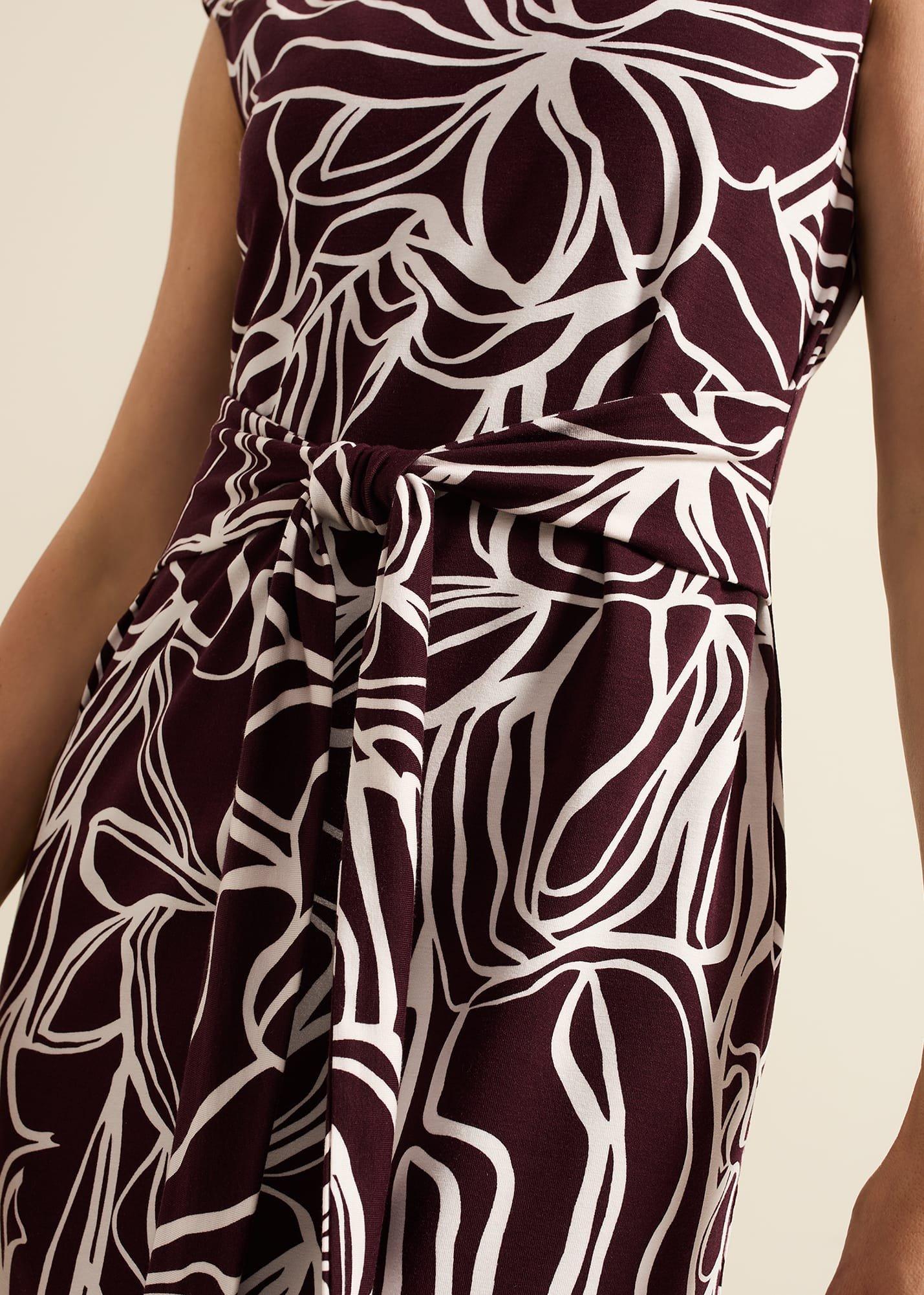 Sabrina Jersey Abstract Tie Midi Dress