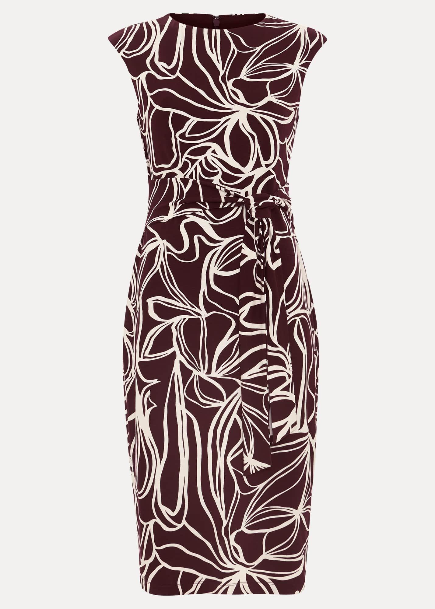 Sabrina Jersey Abstract Tie Midi Dress