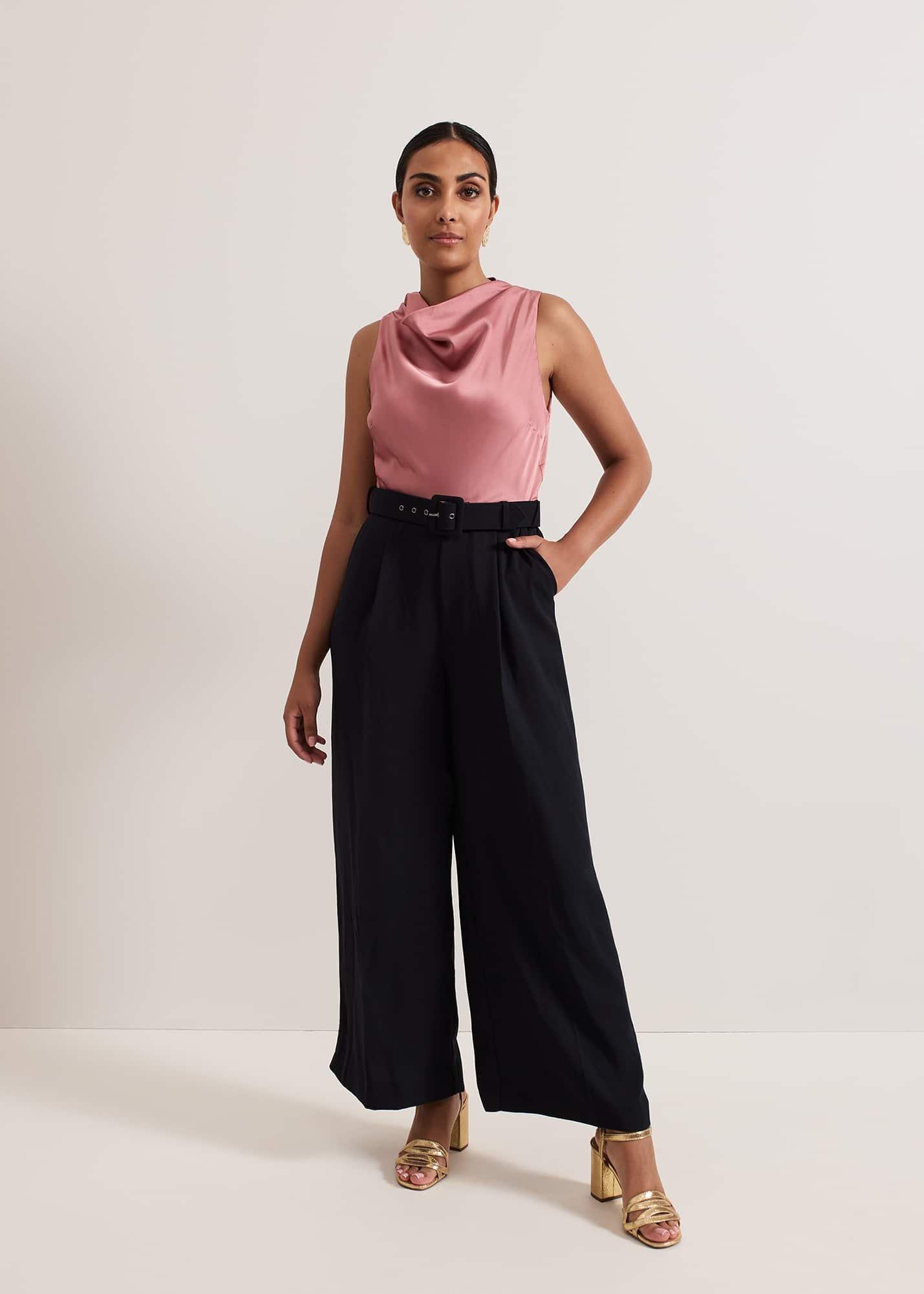 Petite Sabina Satin Wide Leg Jumpsuit