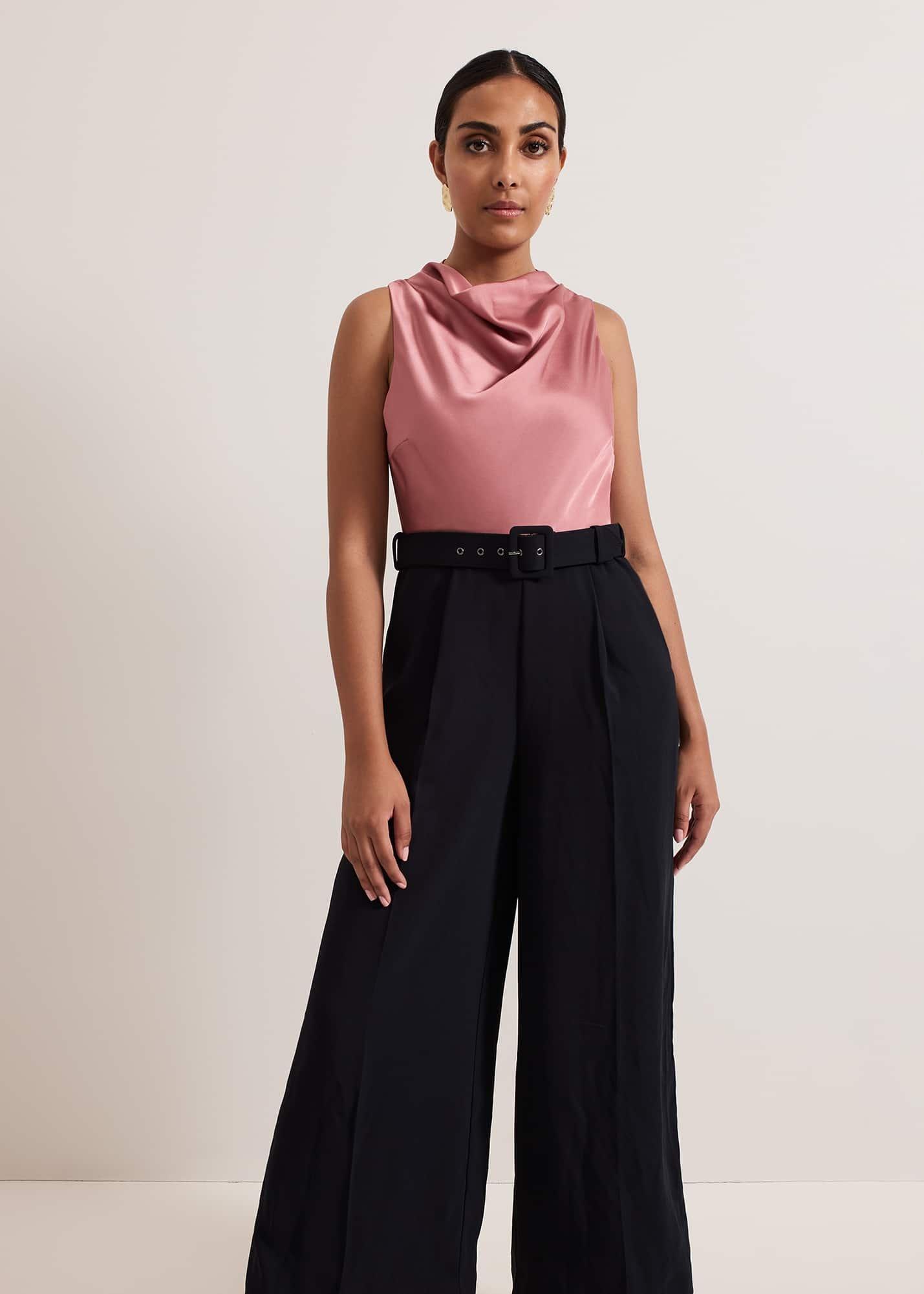 Petite Sabina Satin Wide Leg Jumpsuit