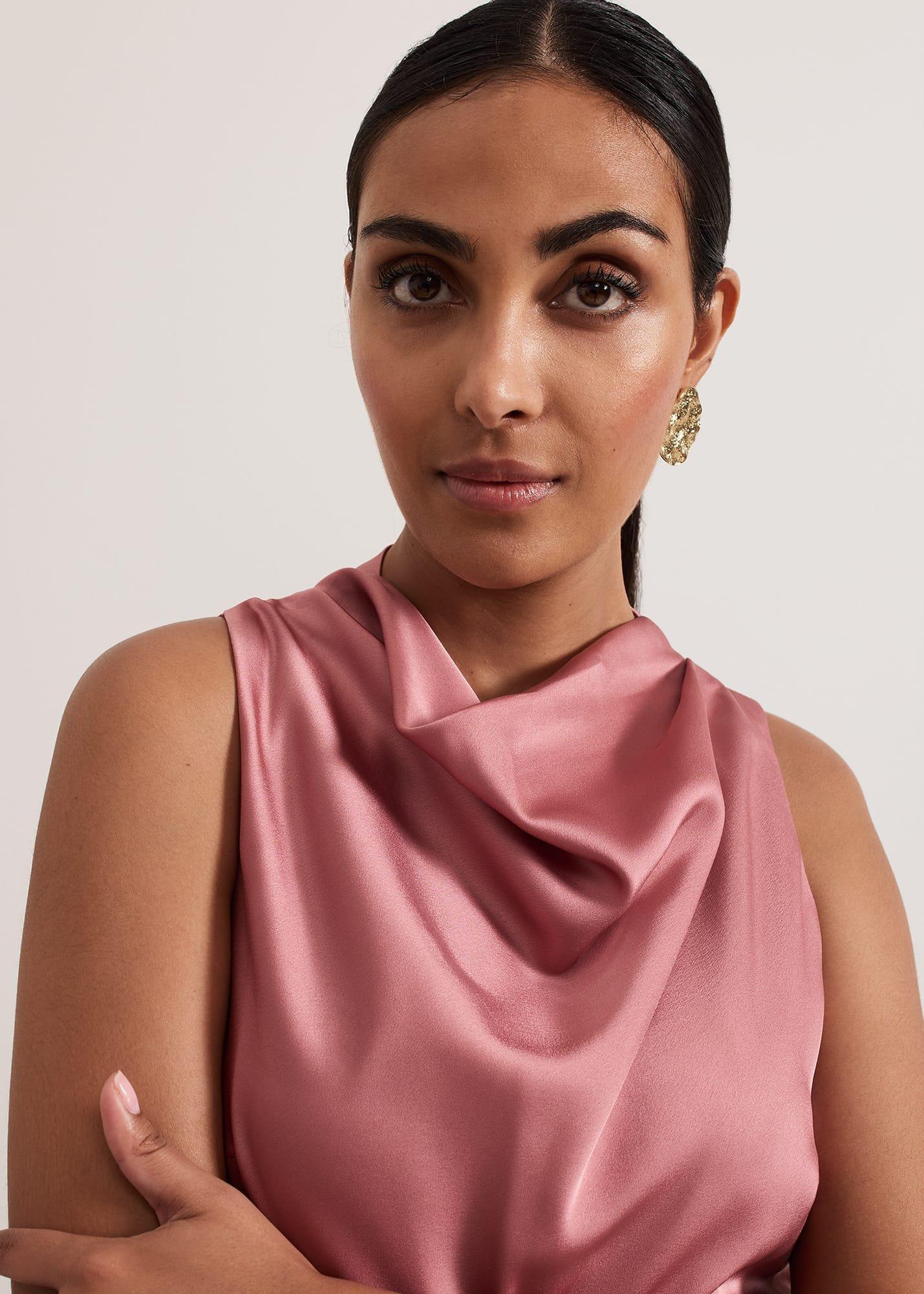 Petite Sabina Satin Wide Leg Jumpsuit