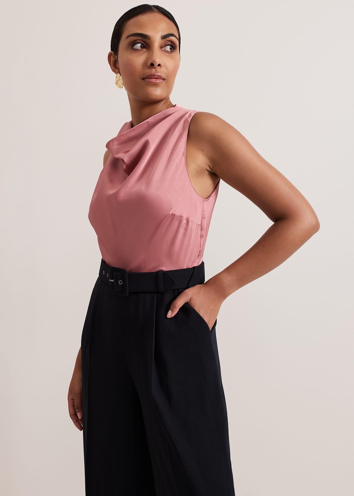 Petite Sabina Satin Wide Leg Jumpsuit