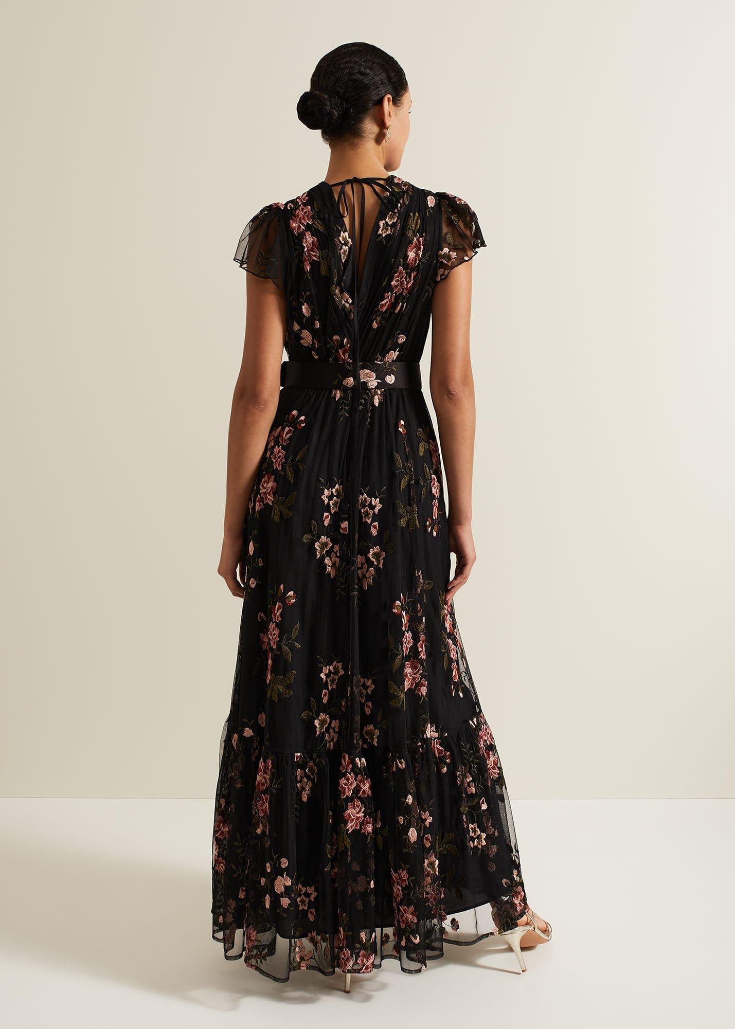 Tamera Mesh Embroidered Maxi Dress