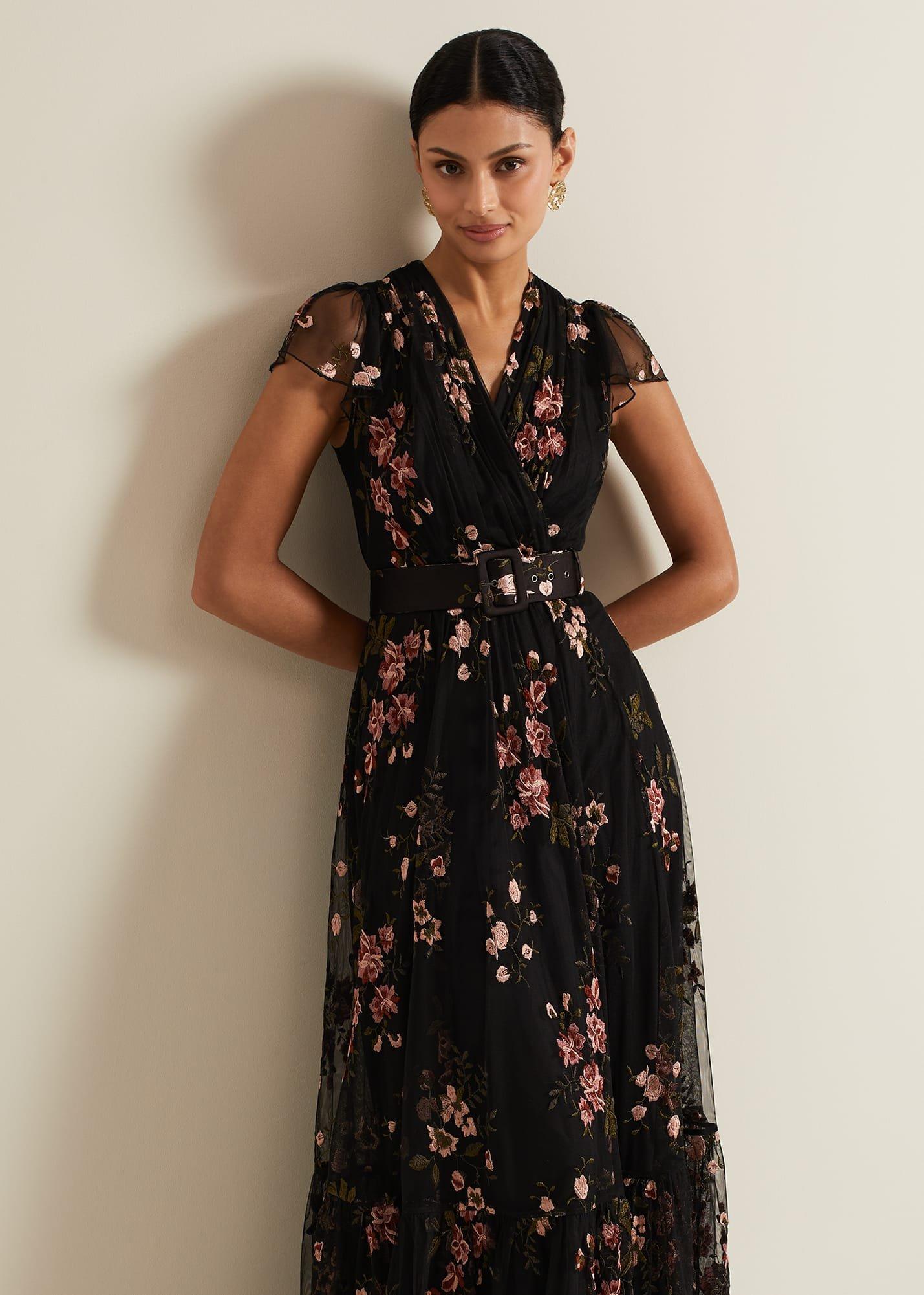 Tamera Mesh Embroidered Maxi Dress