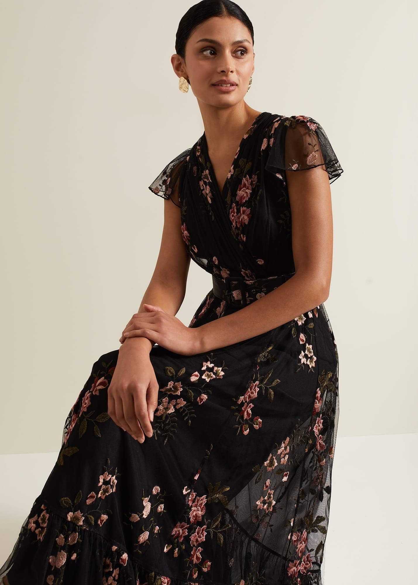 Tamera Mesh Embroidered Maxi Dress
