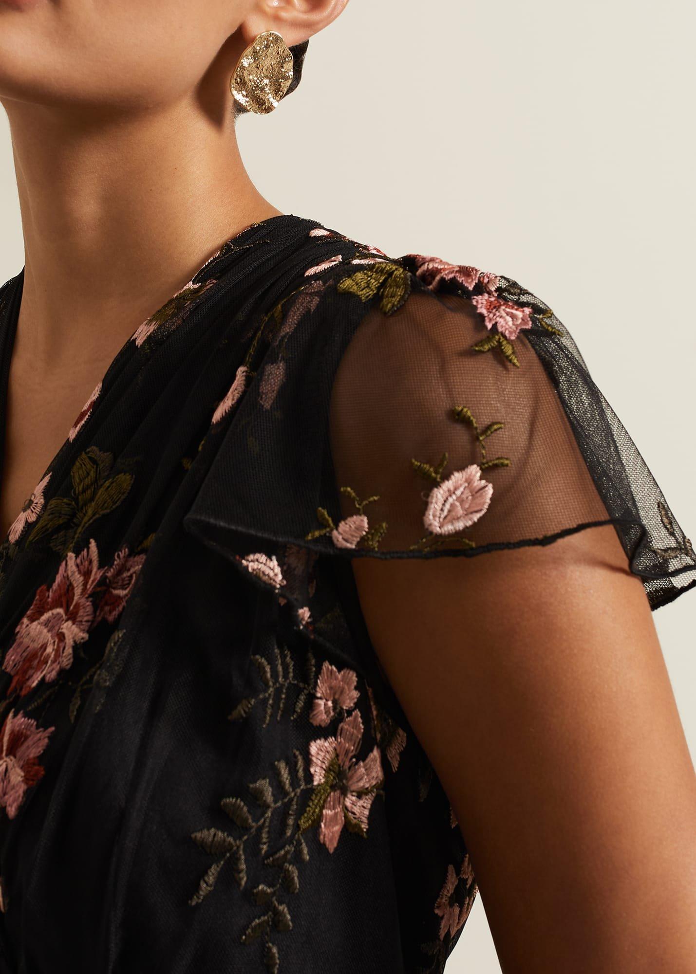 Tamera Mesh Embroidered Maxi Dress