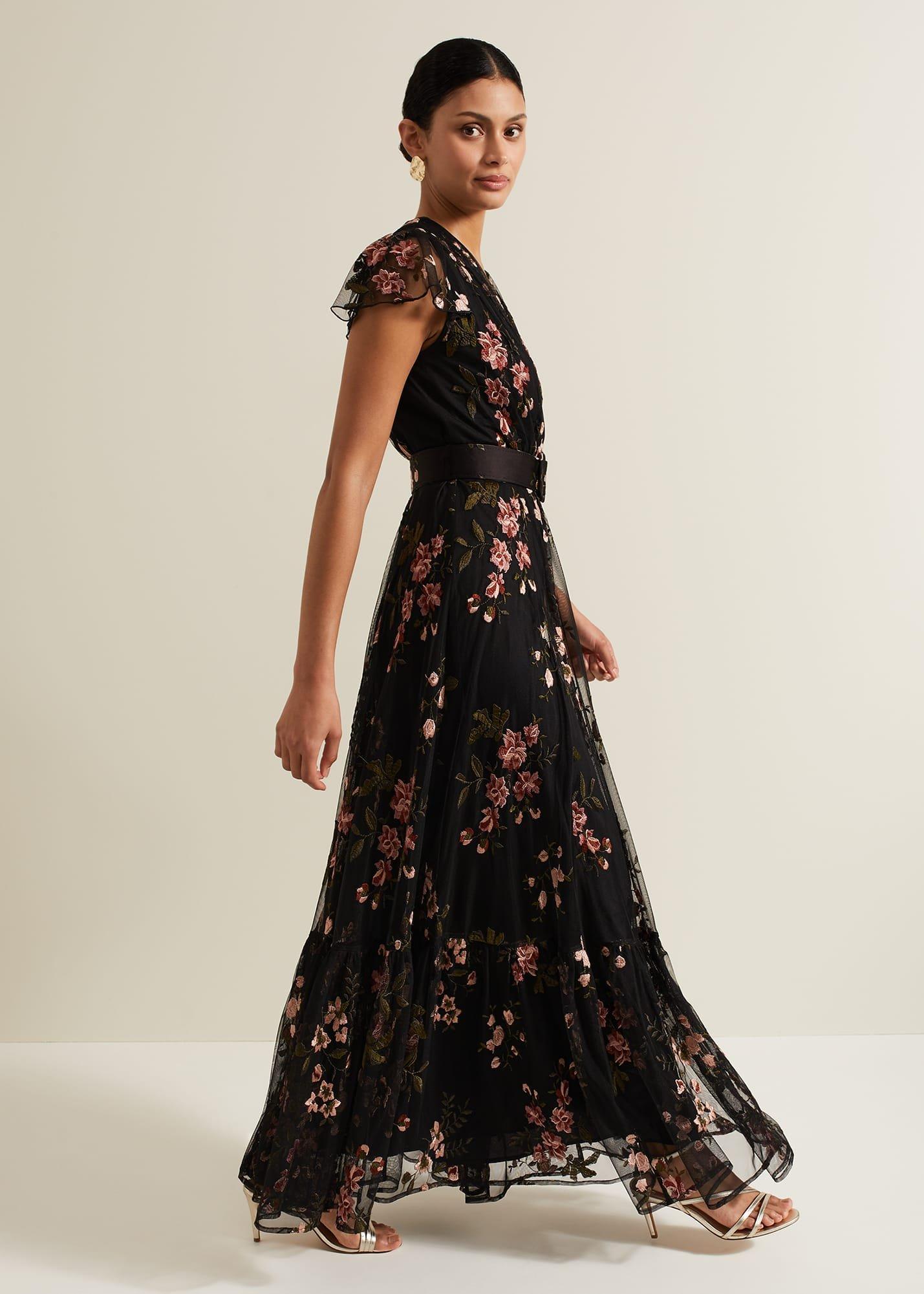 Tamera Mesh Embroidered Maxi Dress
