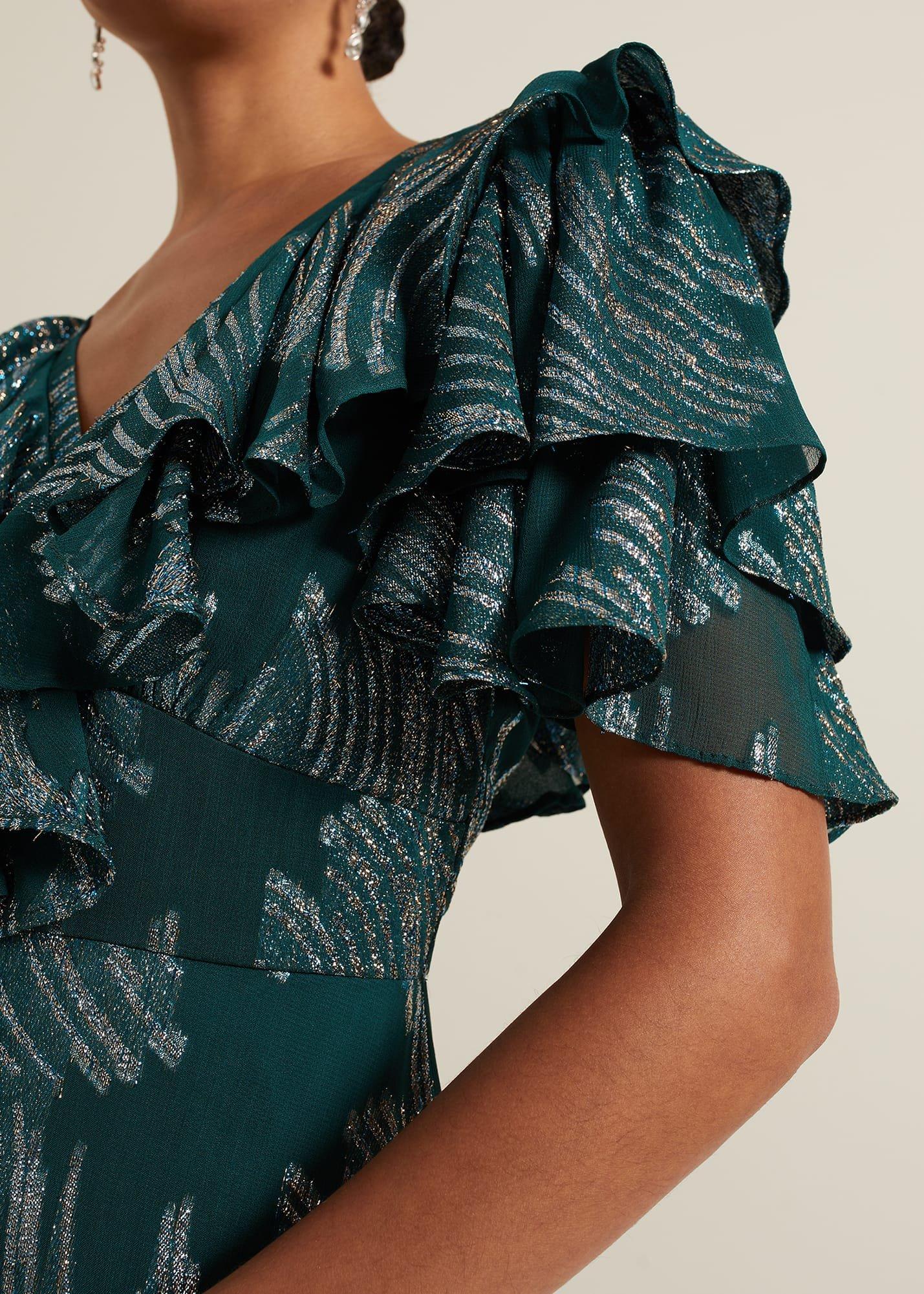 Marzia Teal Fil Coupe Maxi Dress
