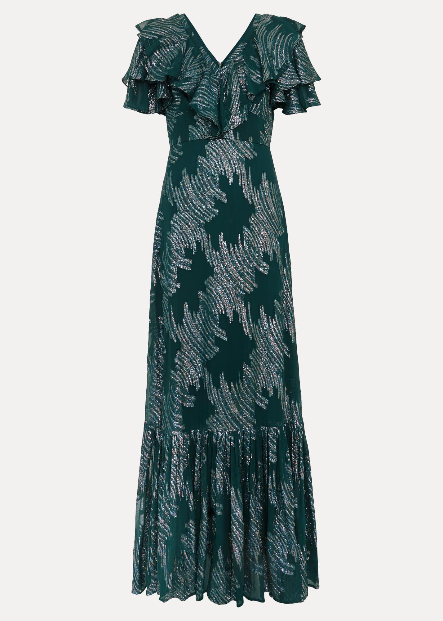 Marzia Teal Fil Coupe Maxi Dress