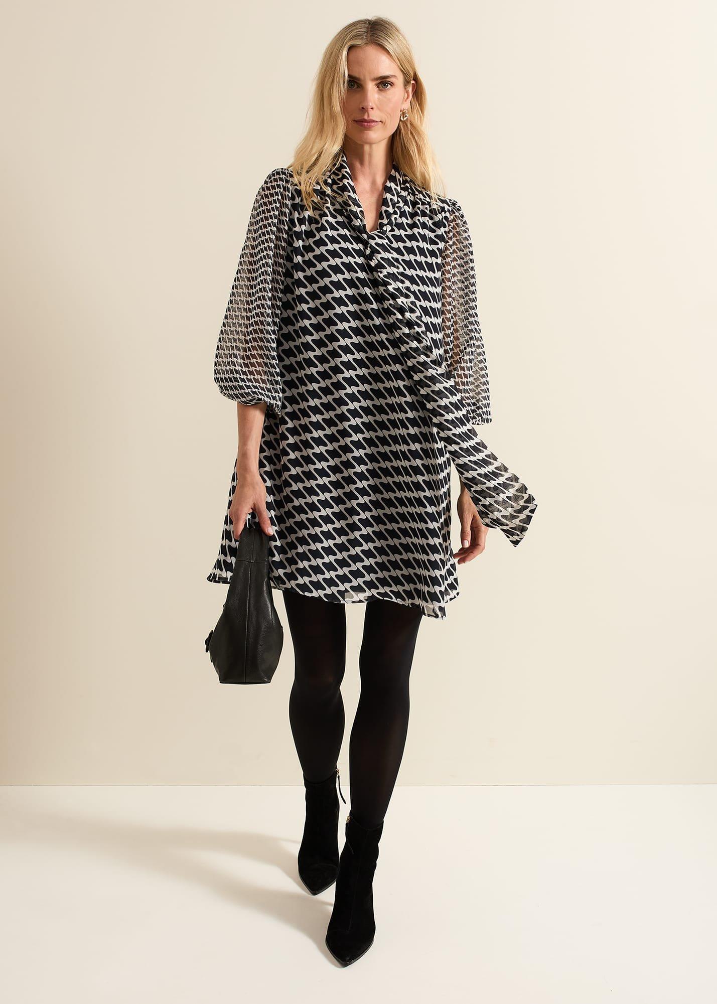 Suki Navy Geo Tunic Mini Dress