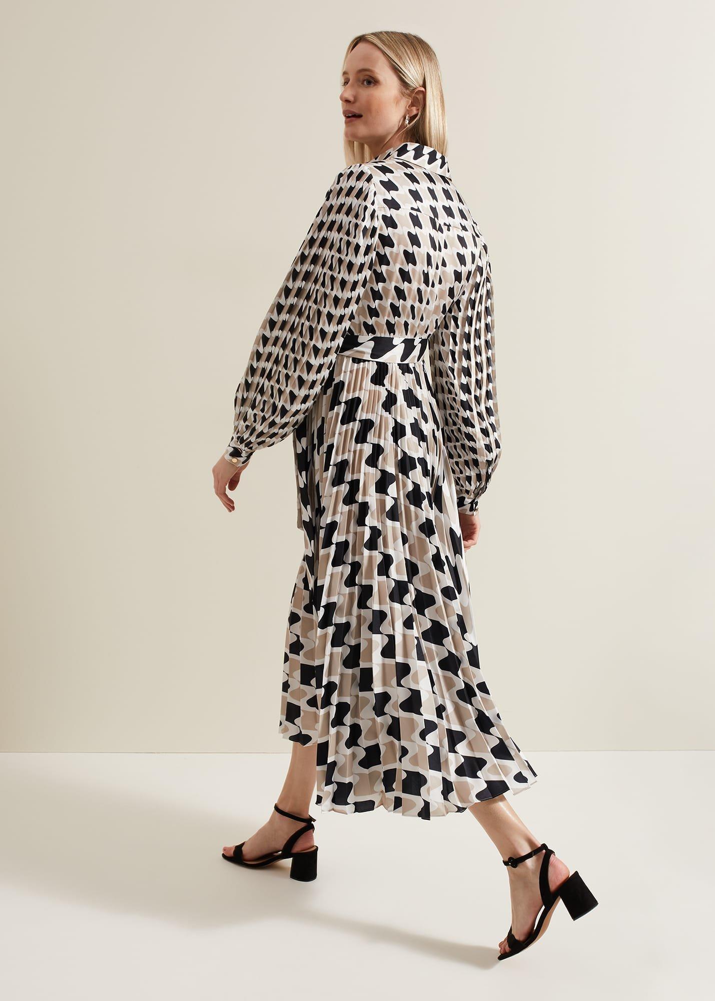 Lyric Geo Pleated Midi Dress