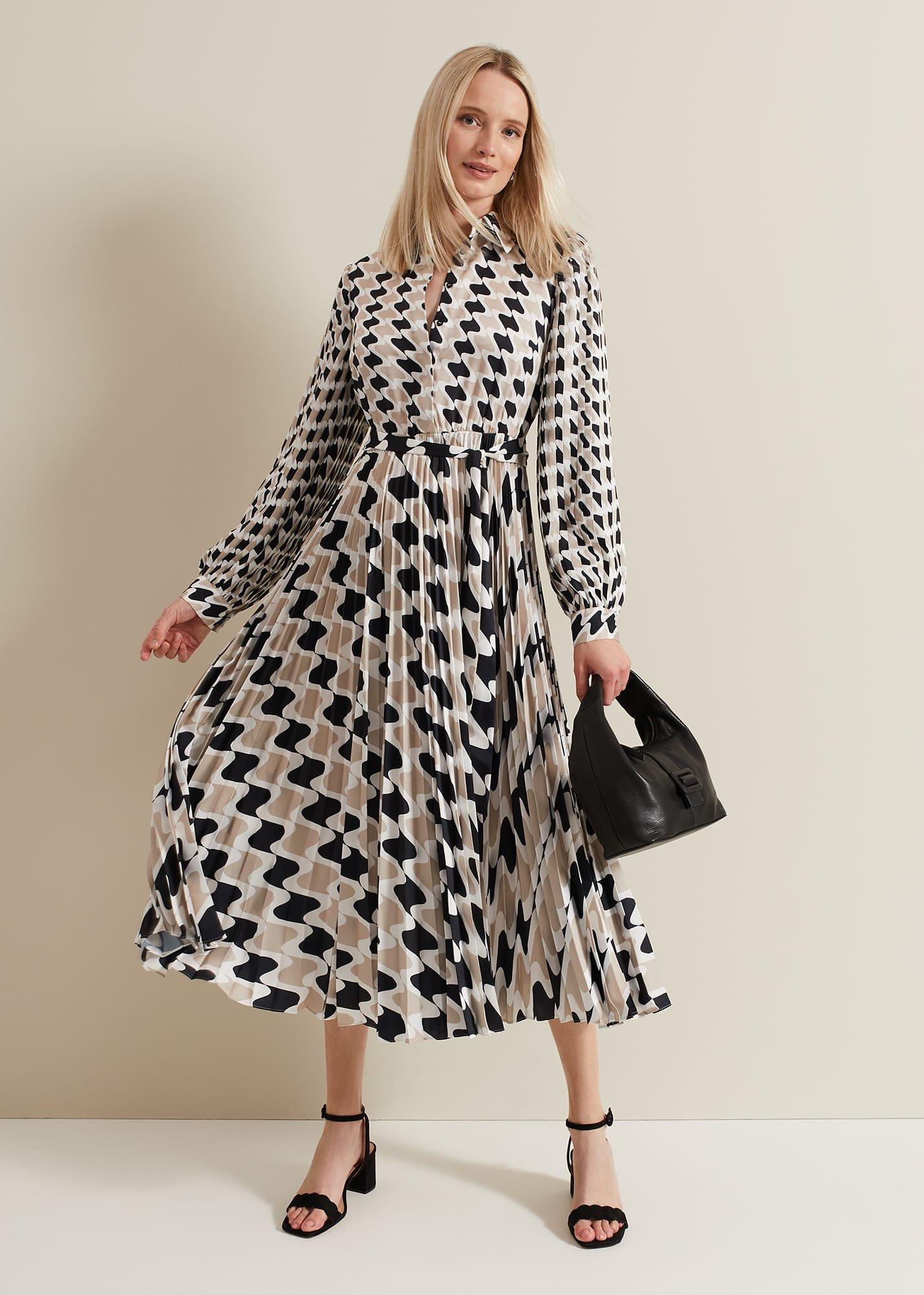 Lyric Geo Pleated Midi Dress