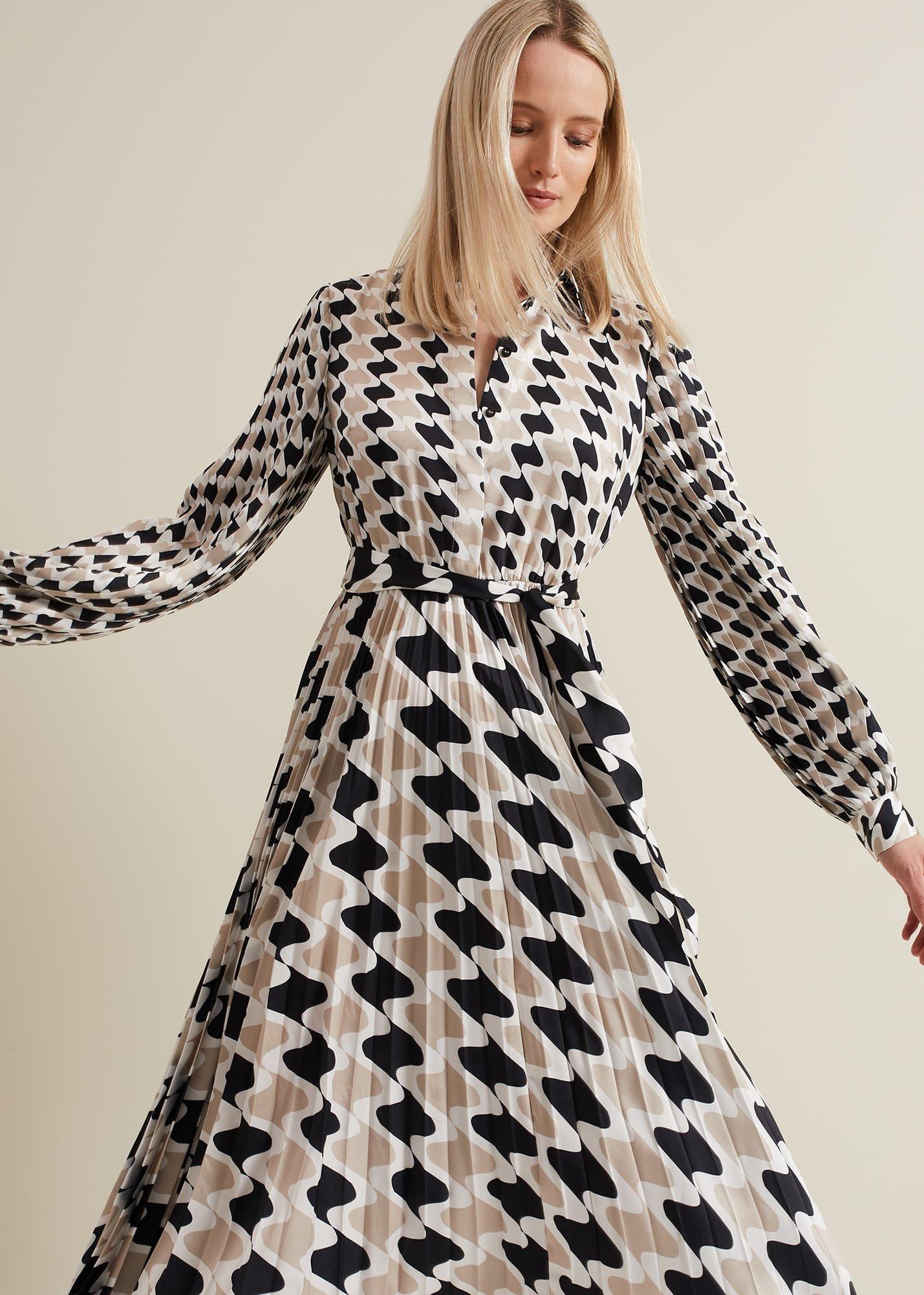 Lyric Geo Pleated Midi Dress