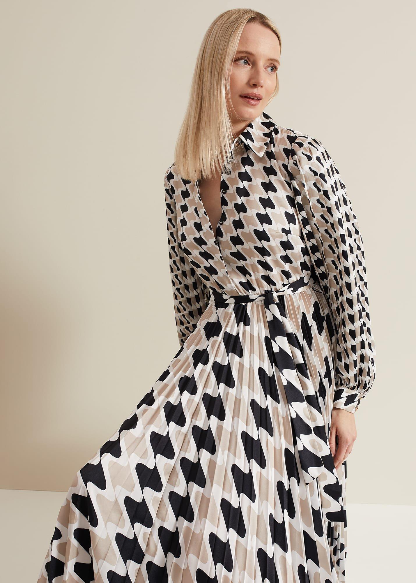 Lyric Geo Pleated Midi Dress