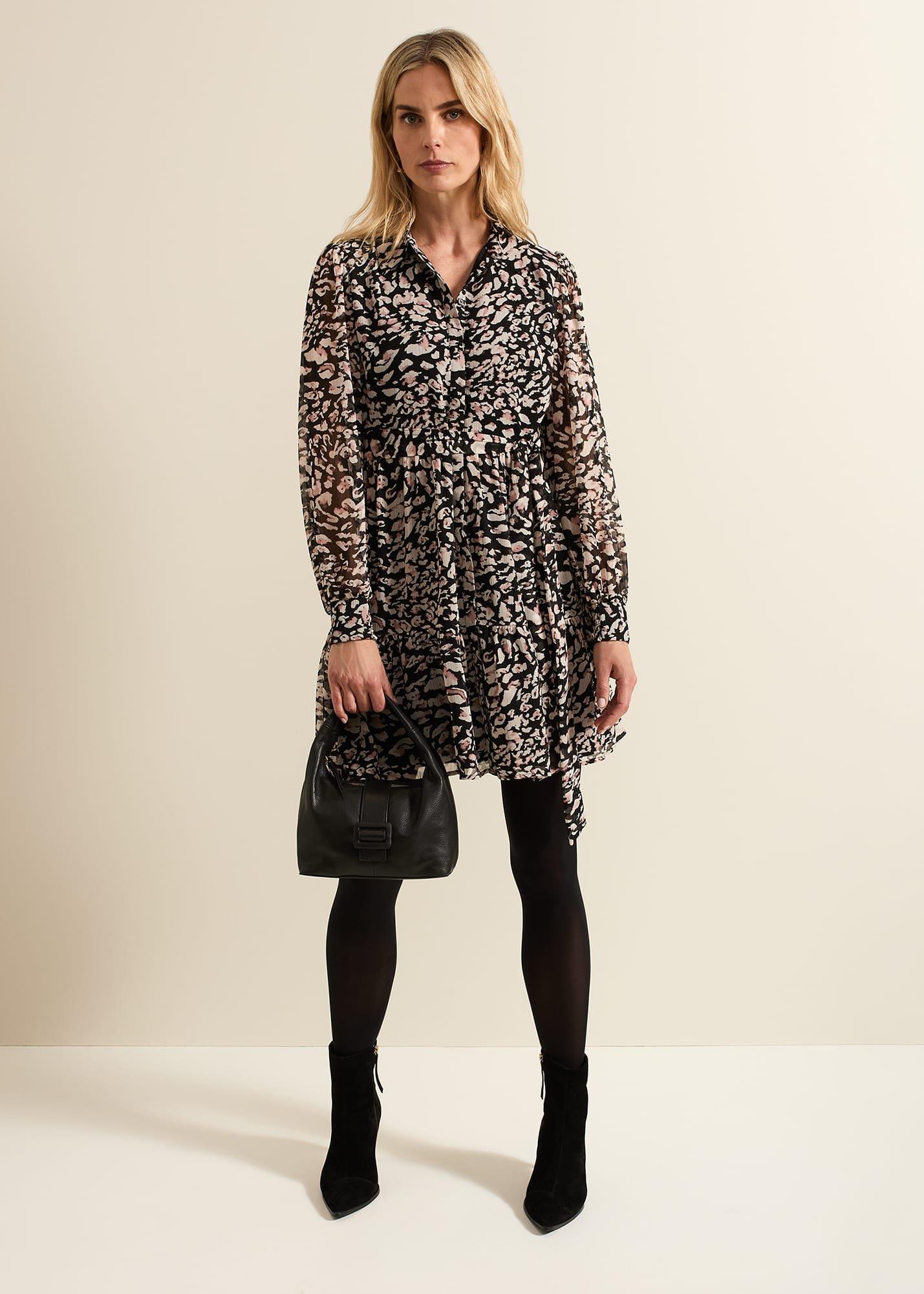 Aisling Black Leopard Swing Dress