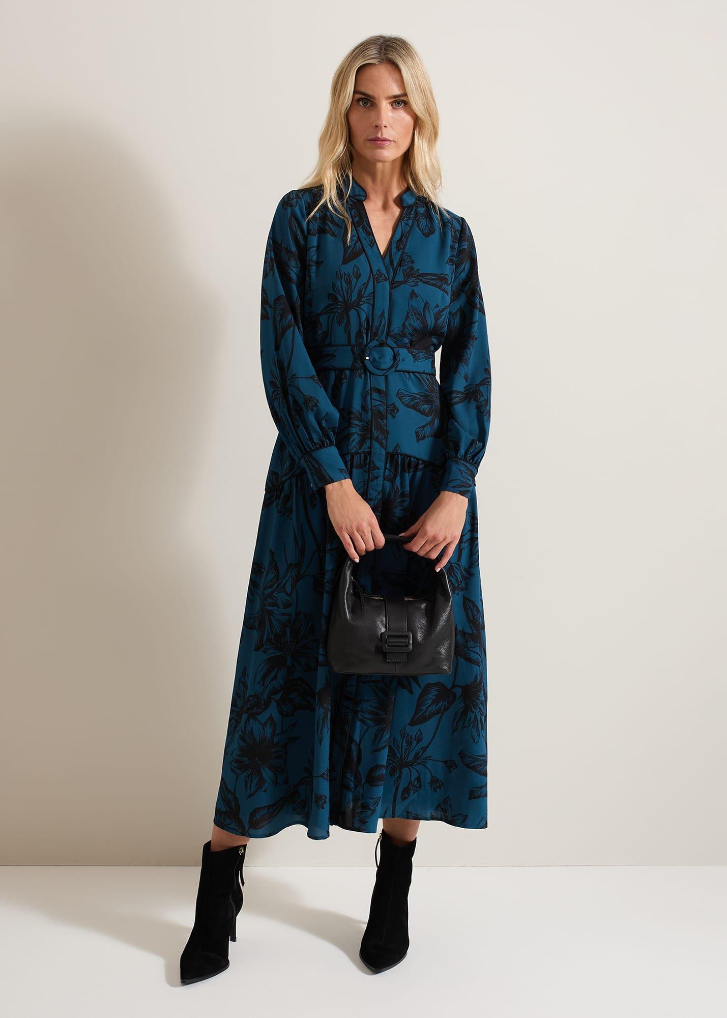 Shakira Teal Floral Midaxi Dress