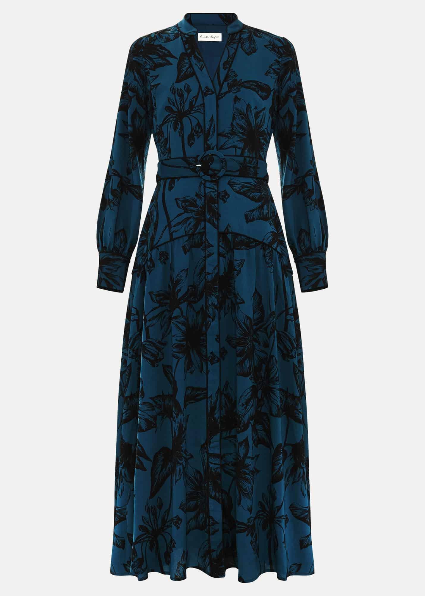 Shakira Teal Floral Midaxi Dress