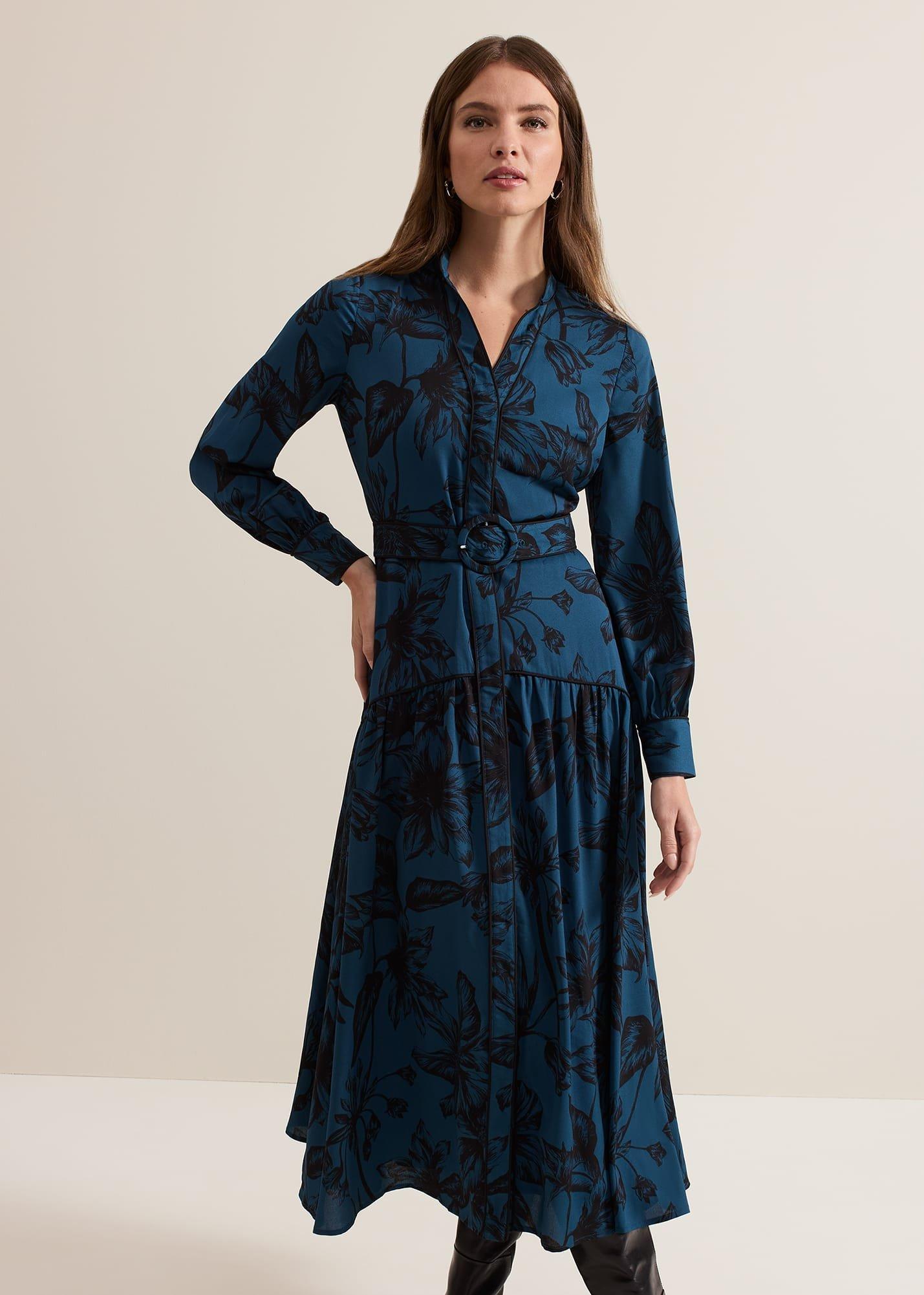 Petite Shakira Teal Floral Midaxi Dress