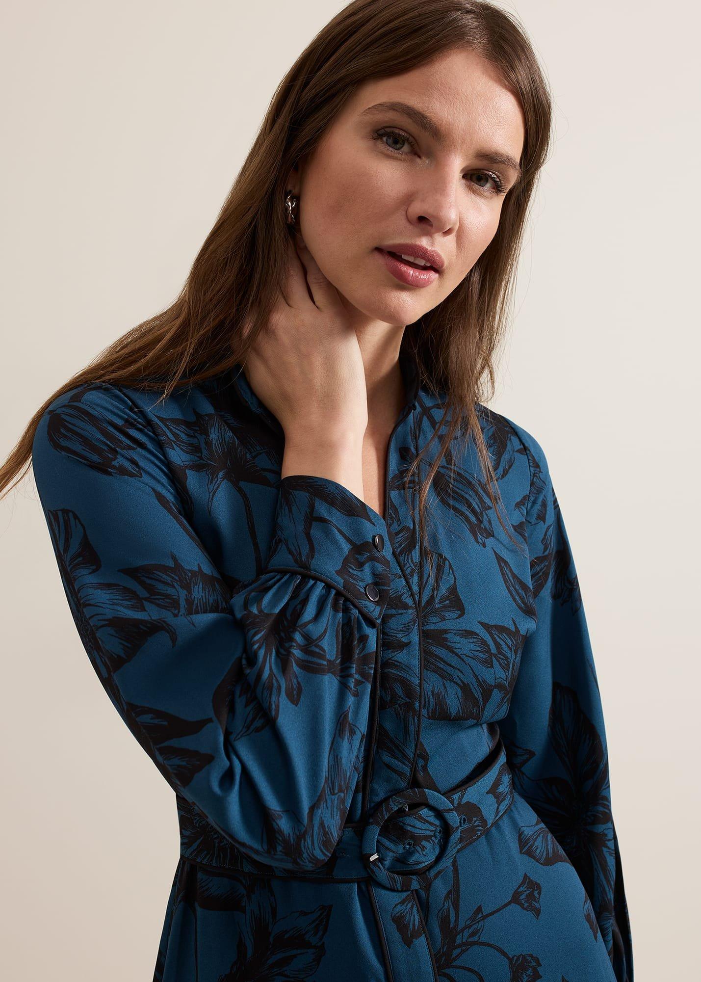 Petite Shakira Teal Floral Midaxi Dress
