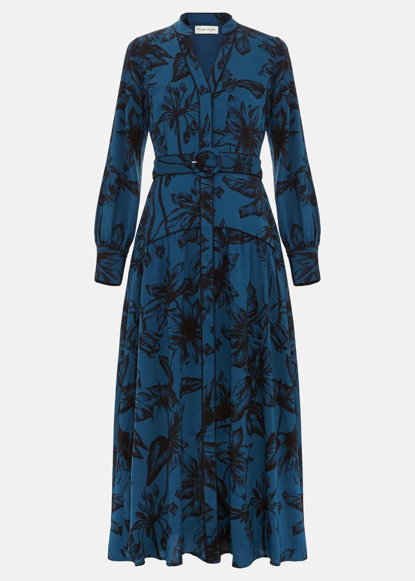 Petite Shakira Teal Floral Midaxi Dress