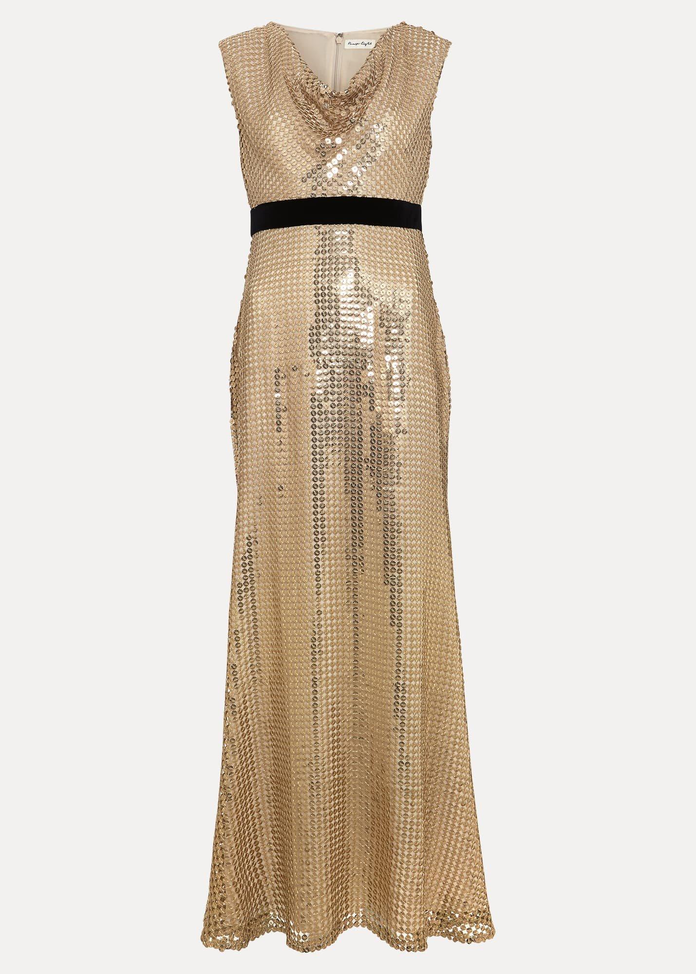 Jamae Gold Sequin Maxi Dress