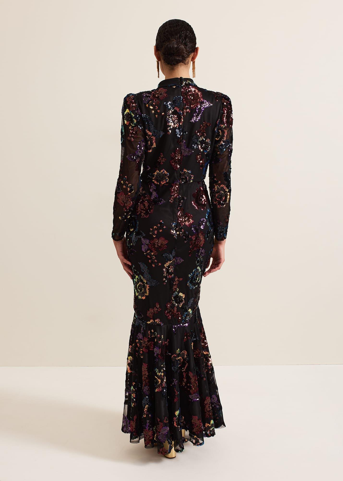 Lelo Sequin Long Sleeved Maxi Dress