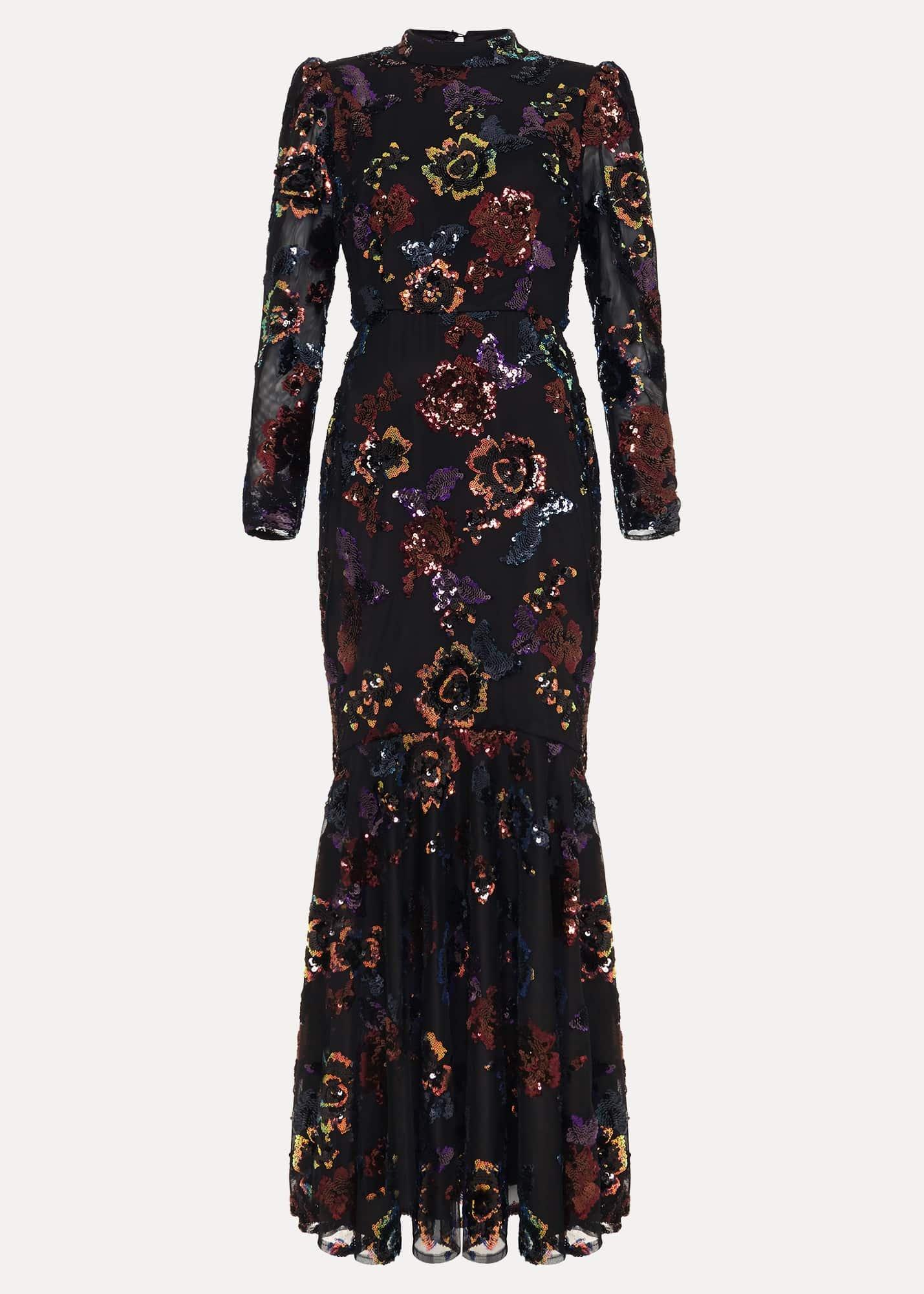 Lelo Sequin Long Sleeved Maxi Dress